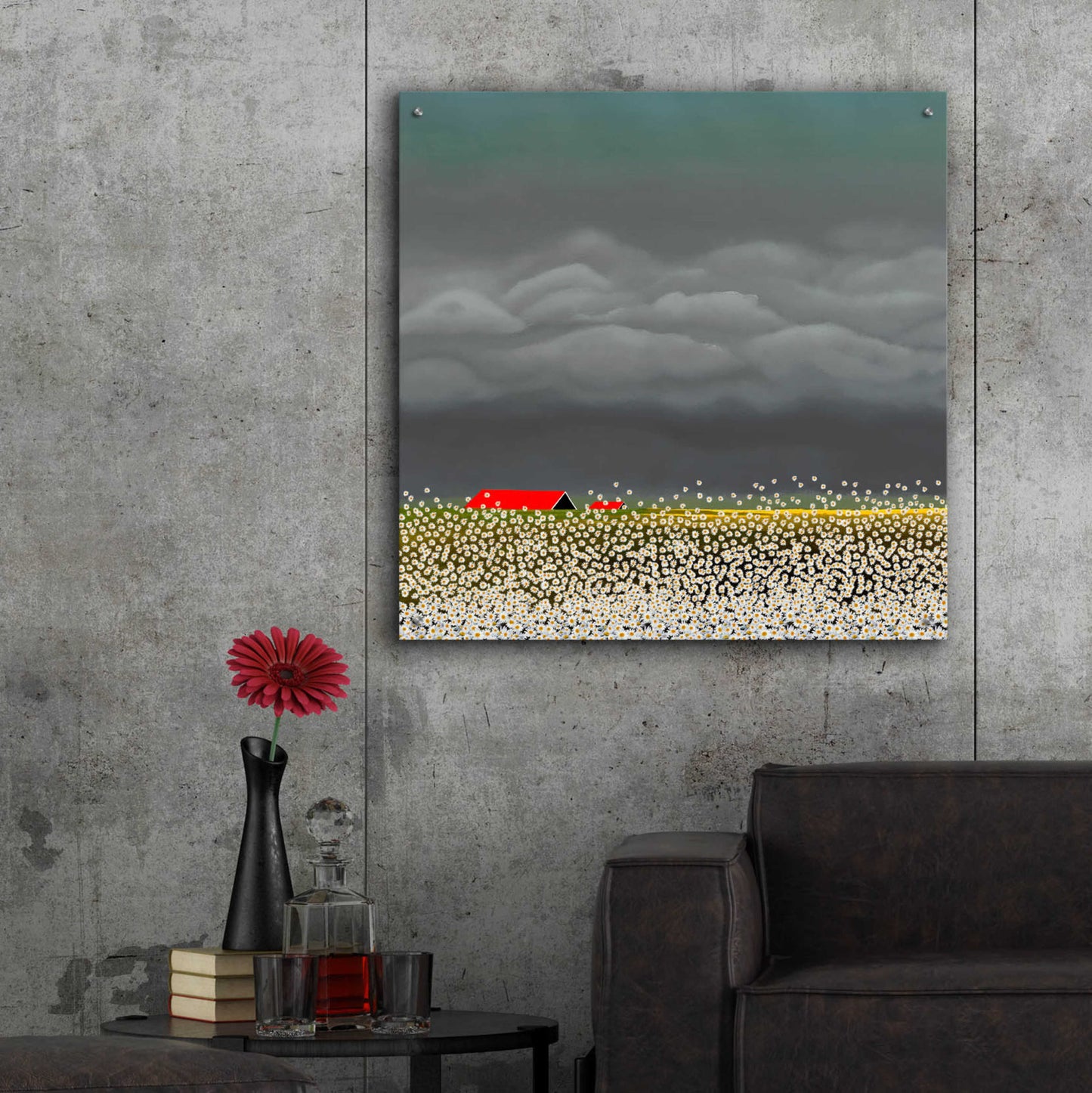 Epic Art 'THE RED ROOF' by DB Waterman,36x36