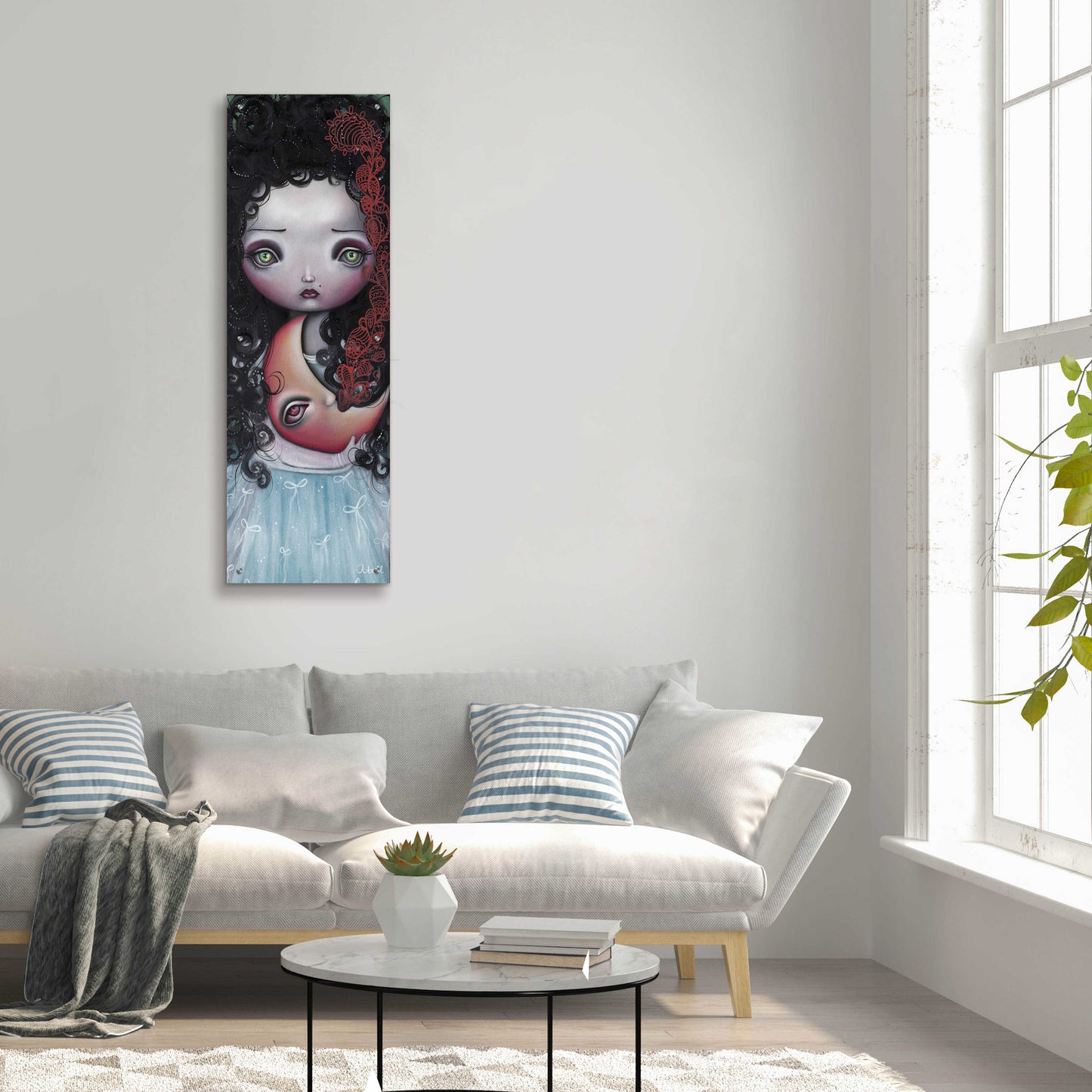 Epic Art 'Moon Keeper' by Abril Andrade, Acrylic Glass Wall Art,16x48