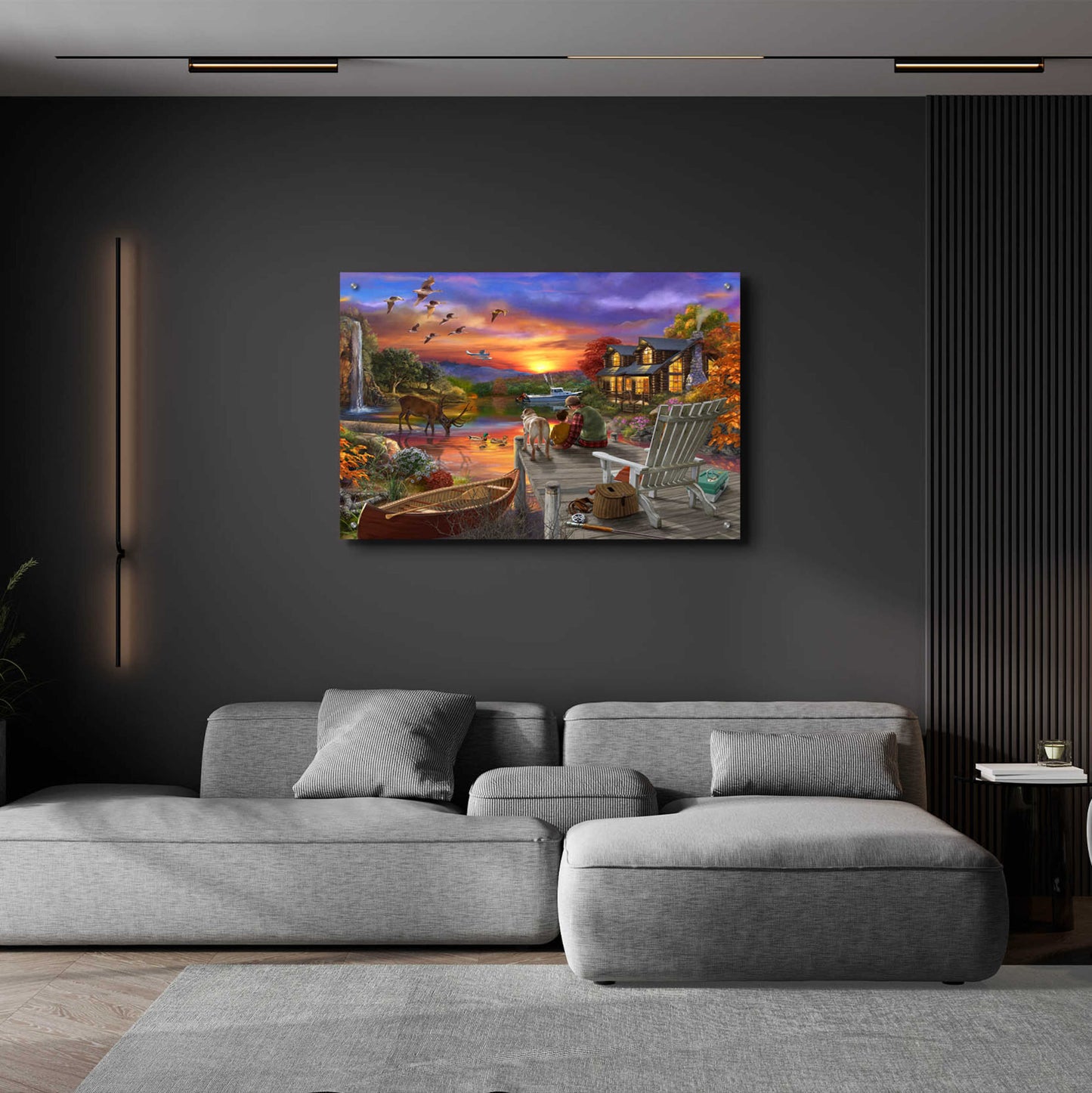 Epic Art 'Sunset Cabin 11-25' by Bigelow Illustrations, Acrylic Glass Wall Art,36x24