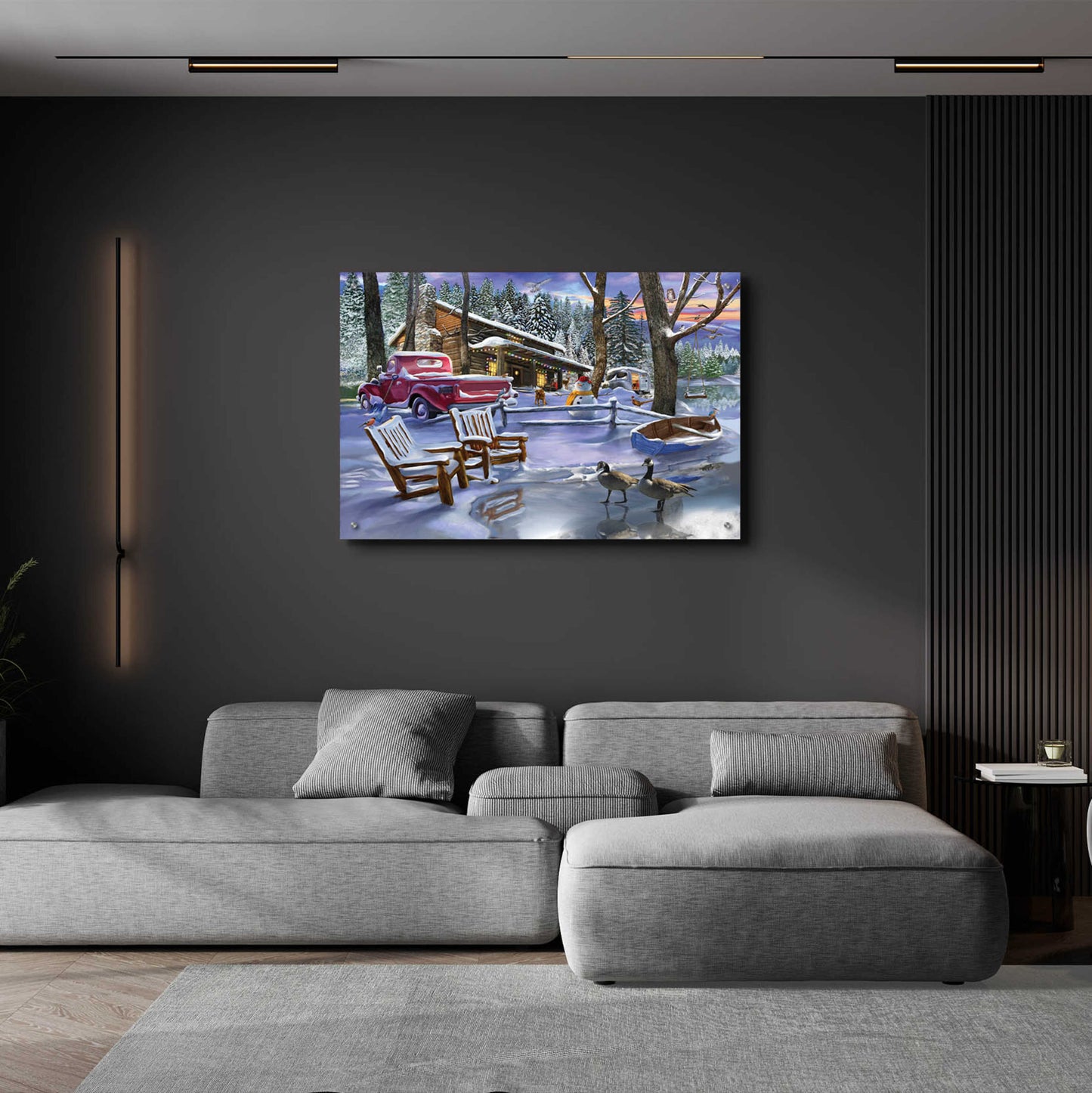 Epic Art 'Winter Cabin' by Bigelow Illustrations, Acrylic Glass Wall Art,36x24