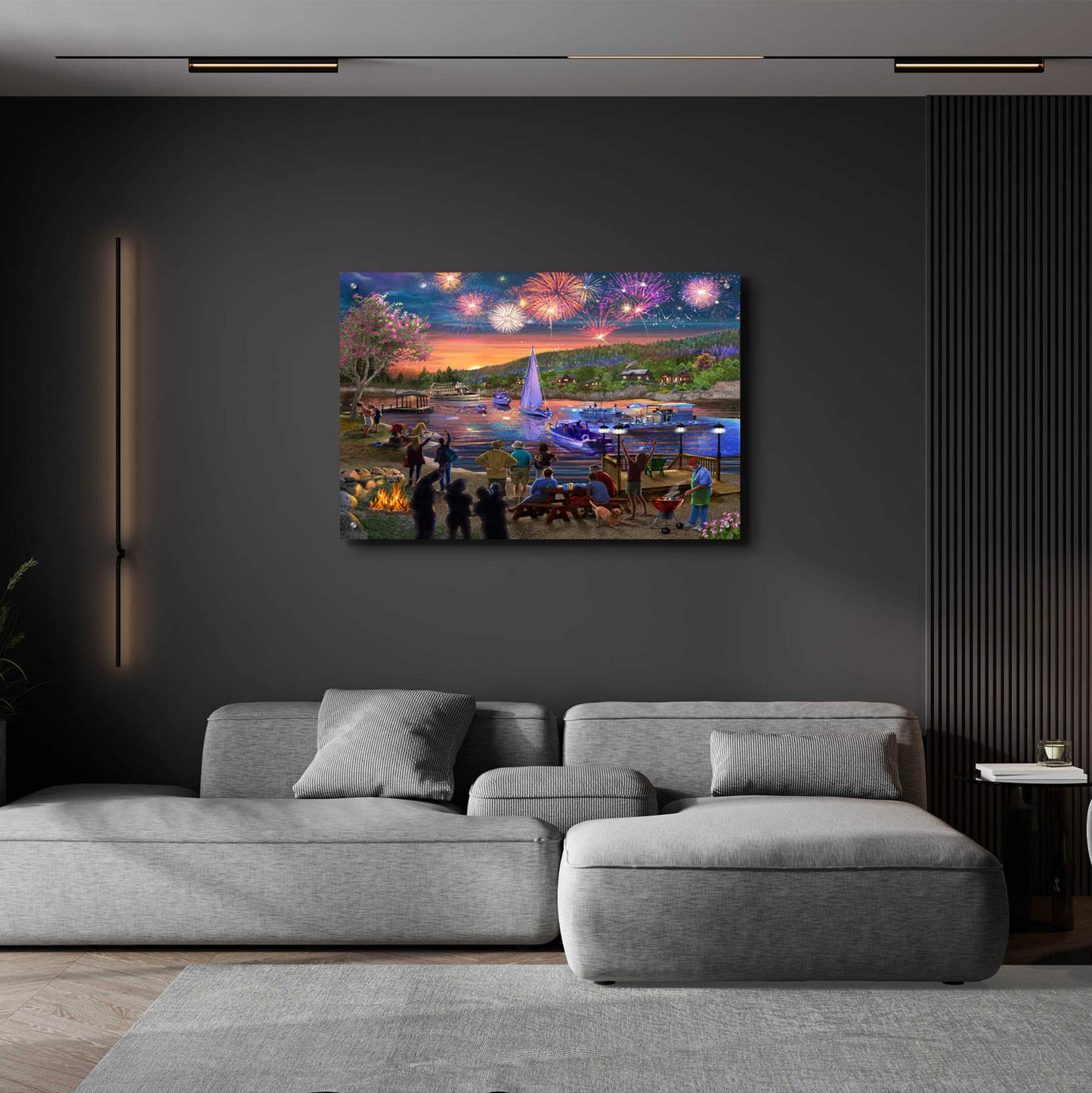 Epic Art 'Summer Fireworks 2' by Bigelow Illustrations, Acrylic Glass Wall Art,36x24