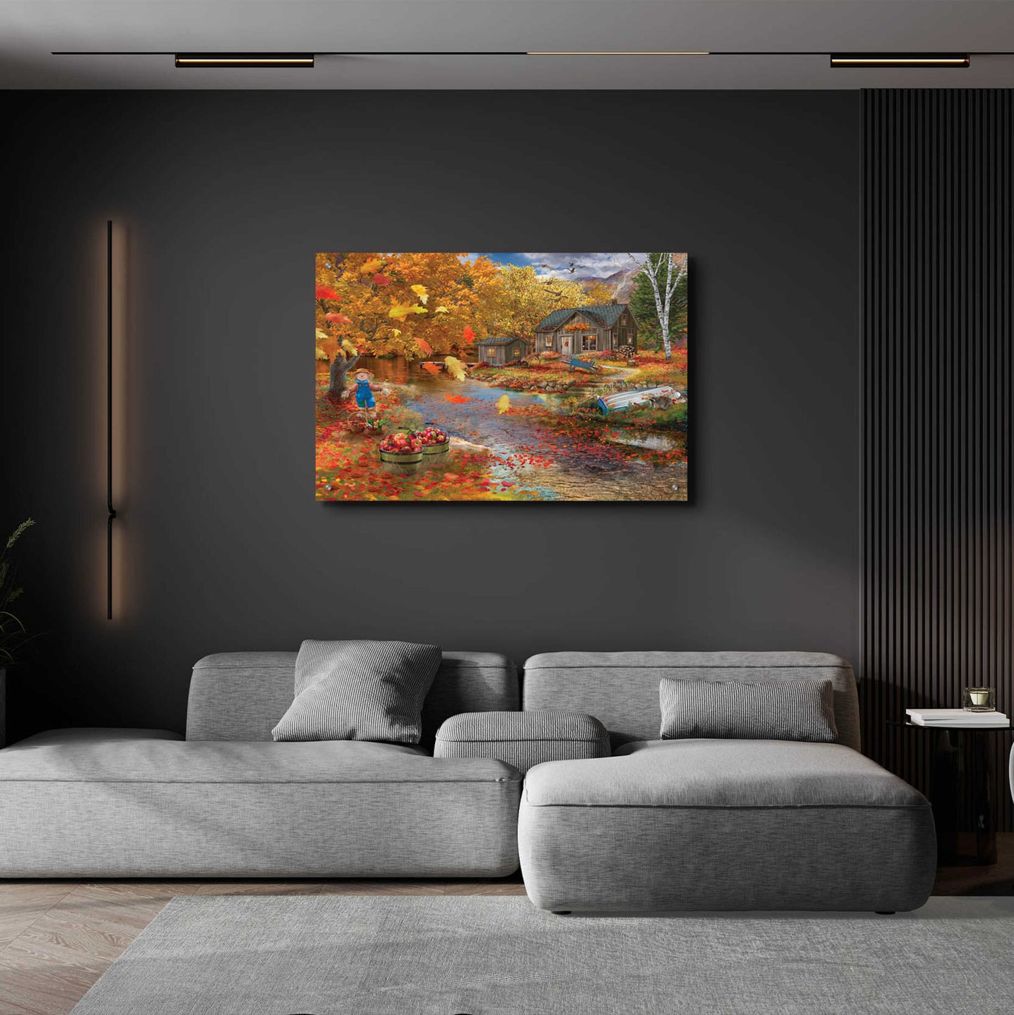 Epic Art 'Autumn Cabin' by Bigelow Illustrations, Acrylic Glass Wall Art,36x24