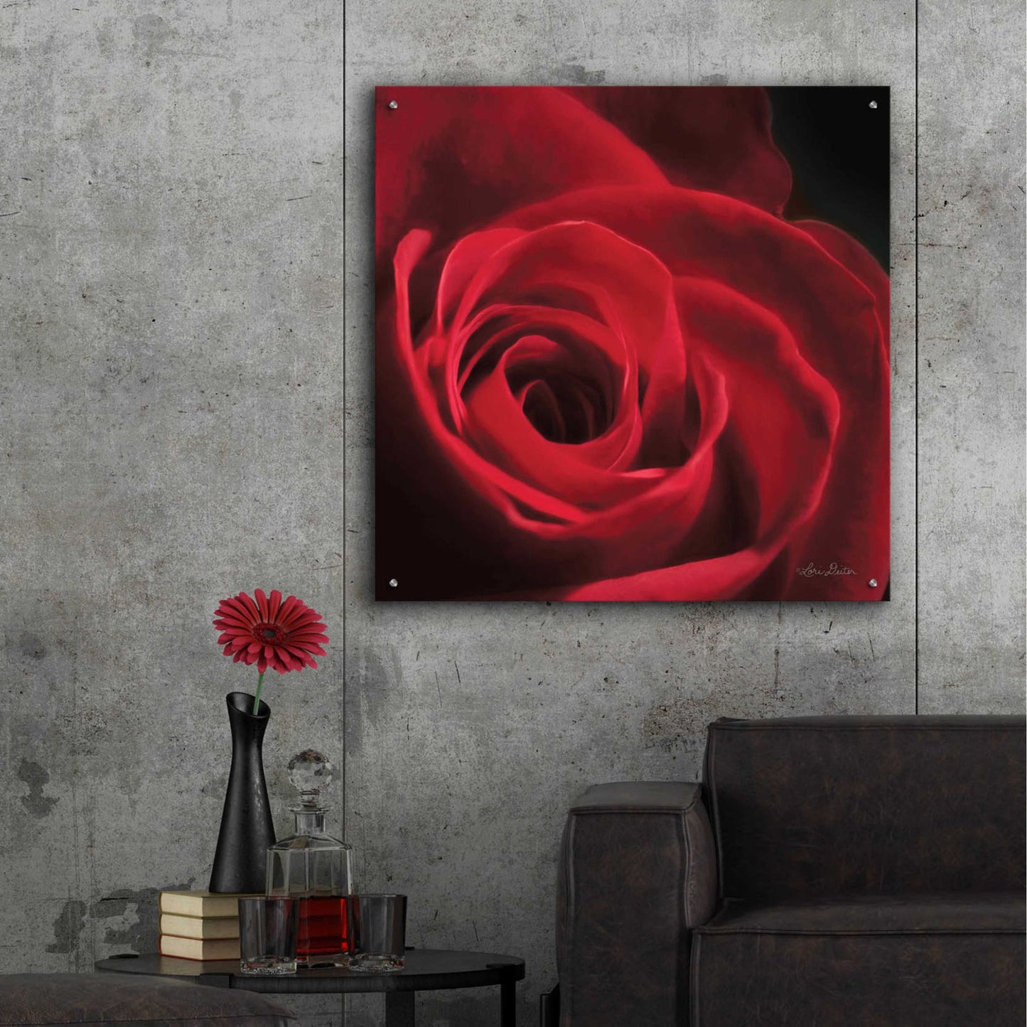 Epic Art 'The Red Rose I' by Lori Deiter, Acrylic Glass Wall Art,36x36