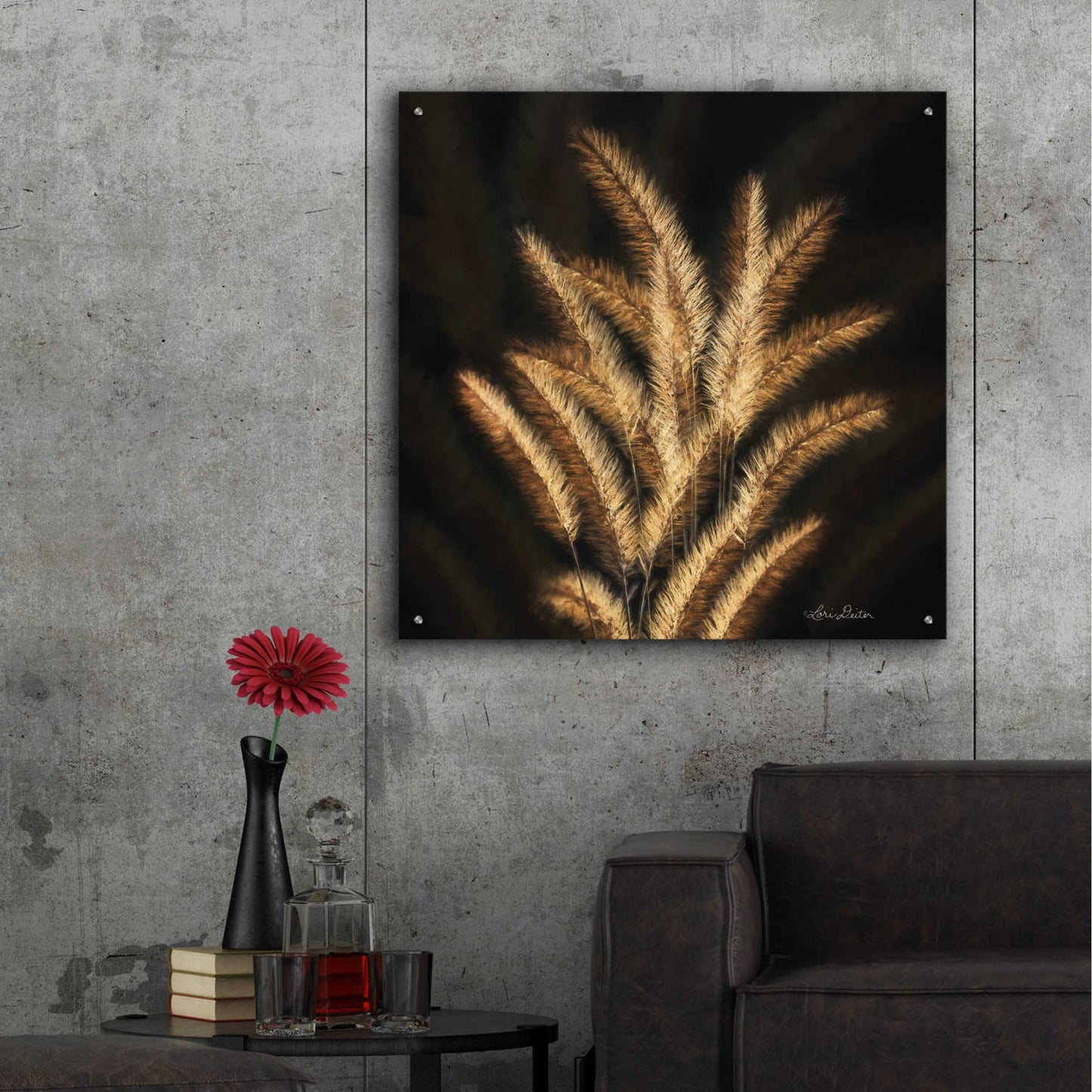 Epic Art 'Golden Grass II' by Lori Deiter, Acrylic Glass Wall Art,36x36