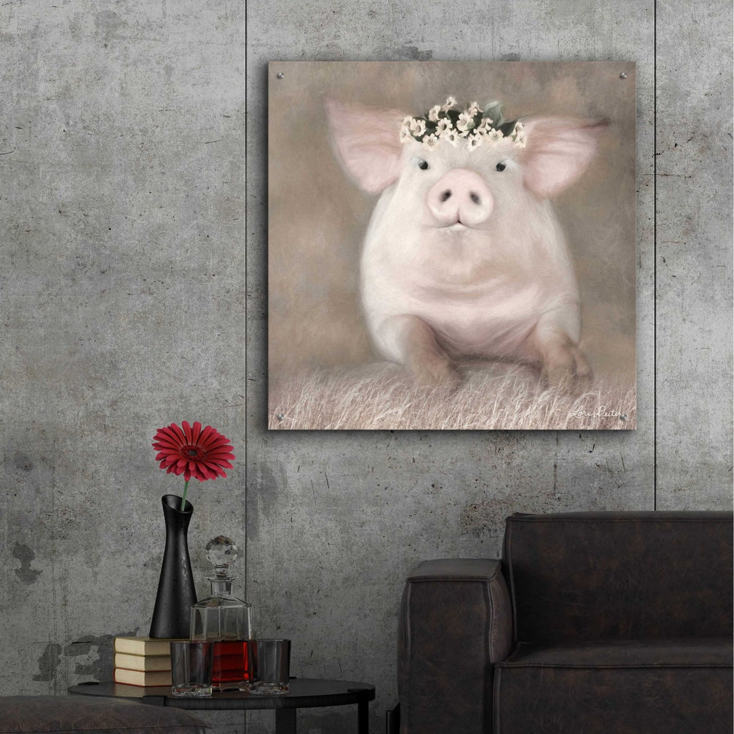 Epic Art 'Painted Piggy' by Lori Deiter, Acrylic Glass Wall Art,36x36