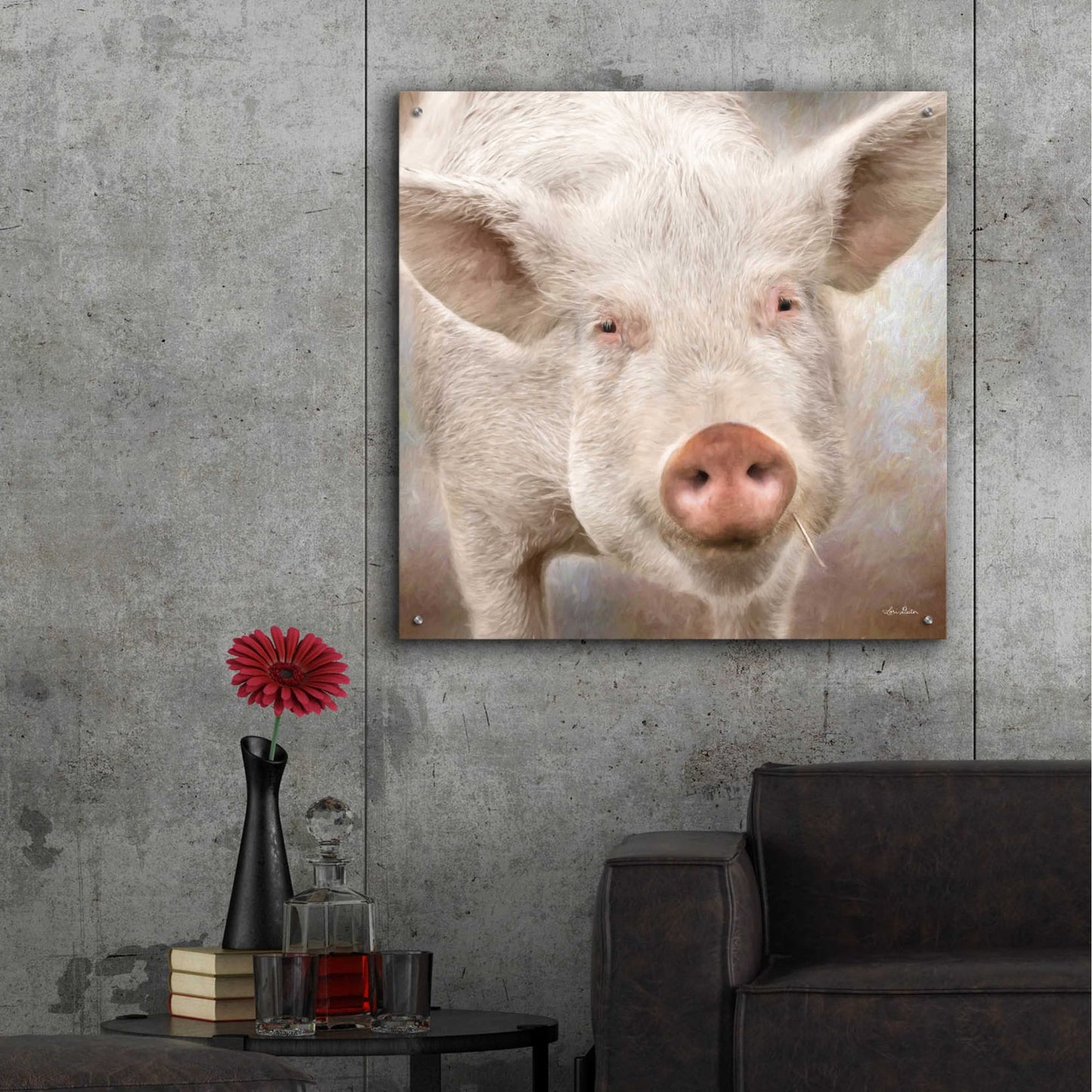 Epic Art 'Pig Face' by Lori Deiter, Acrylic Glass Wall Art,36x36