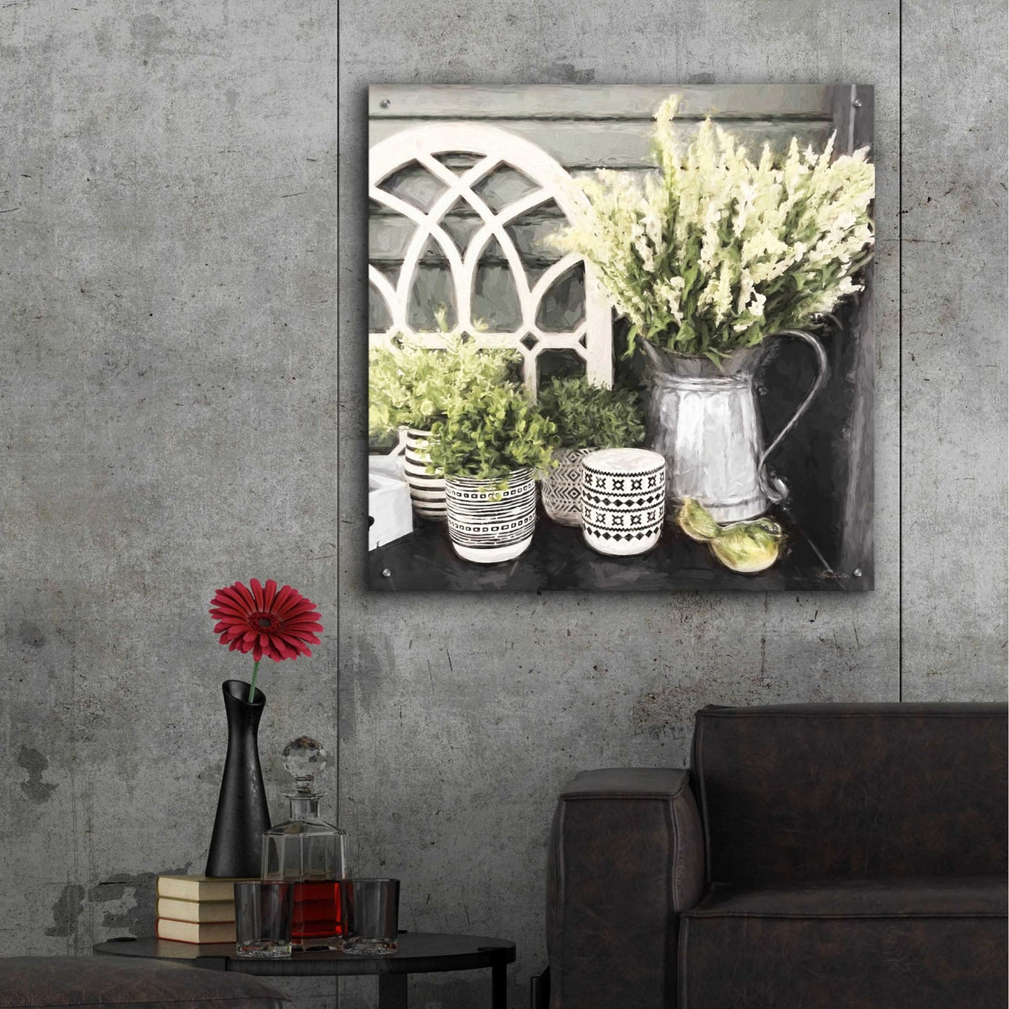 Epic Art 'Black and Green Still Life' by Lori Deiter, Acrylic Glass Wall Art,36x36