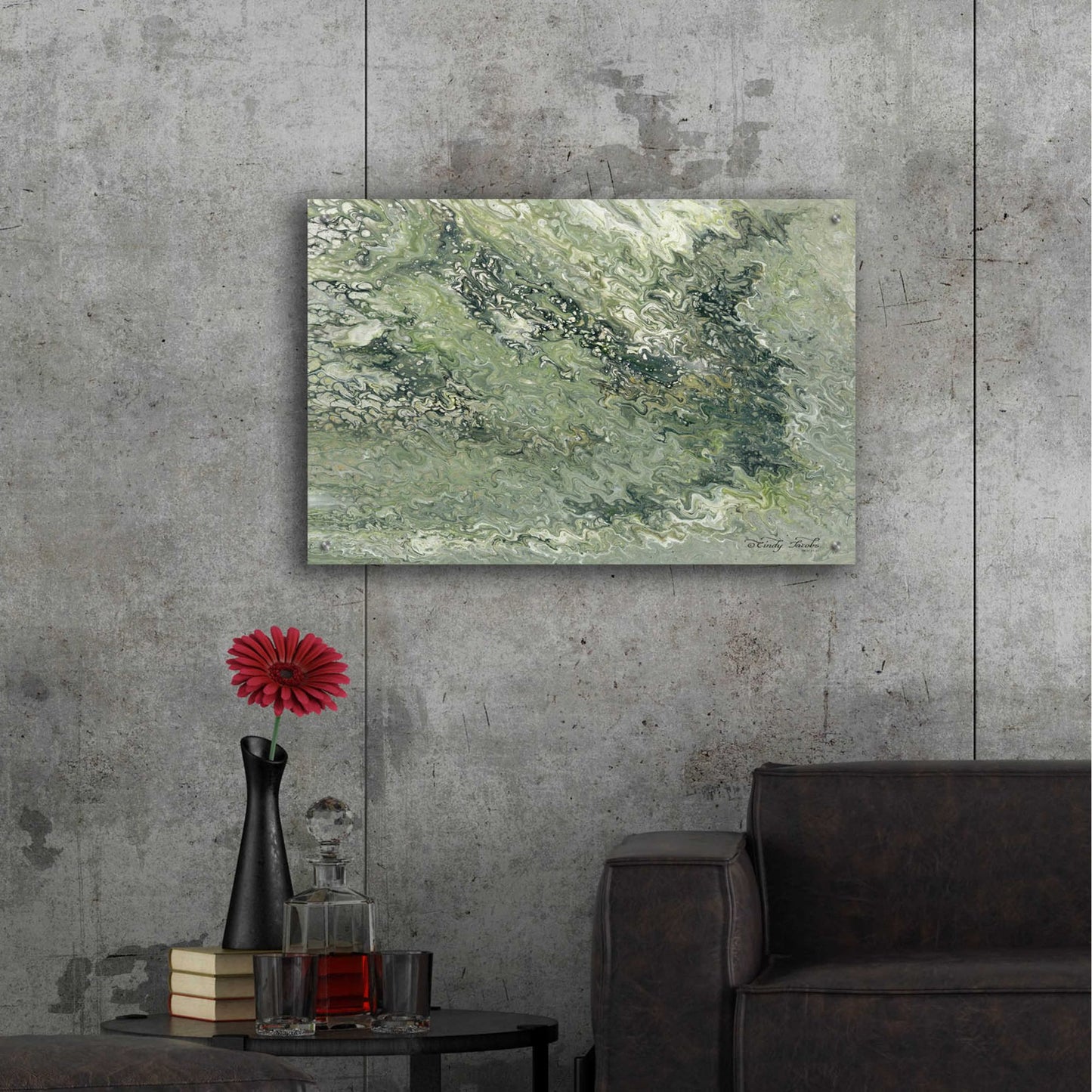 Epic Art 'Abstract in Seafoam I' by Cindy Jacobs, Acrylic Glass Wall Art,36x24