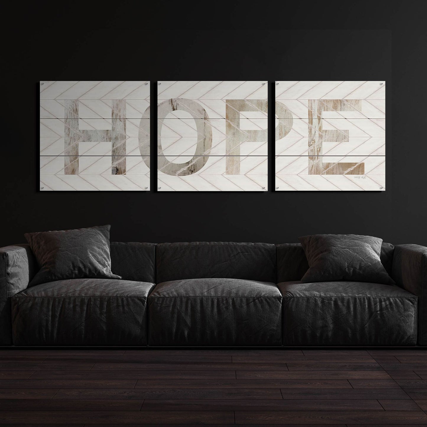 Epic Art 'Hope Chevron' by Cindy Jacobs, Acrylic Glass Wall Art, 3 Piece Set,108x36