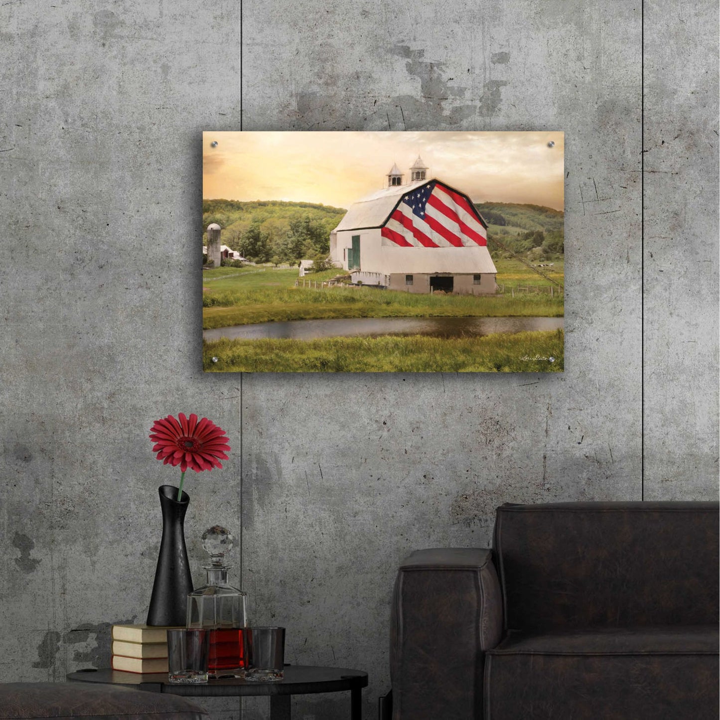Epic Art 'Flag Barn' by Lori Deiter, Acrylic Glass Wall Art,36x24