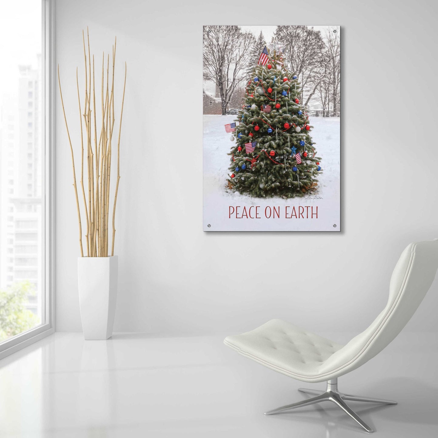 Epic Art 'Peace on Earth Tree' by Lori Deiter, Acrylic Glass Wall Art,24x36
