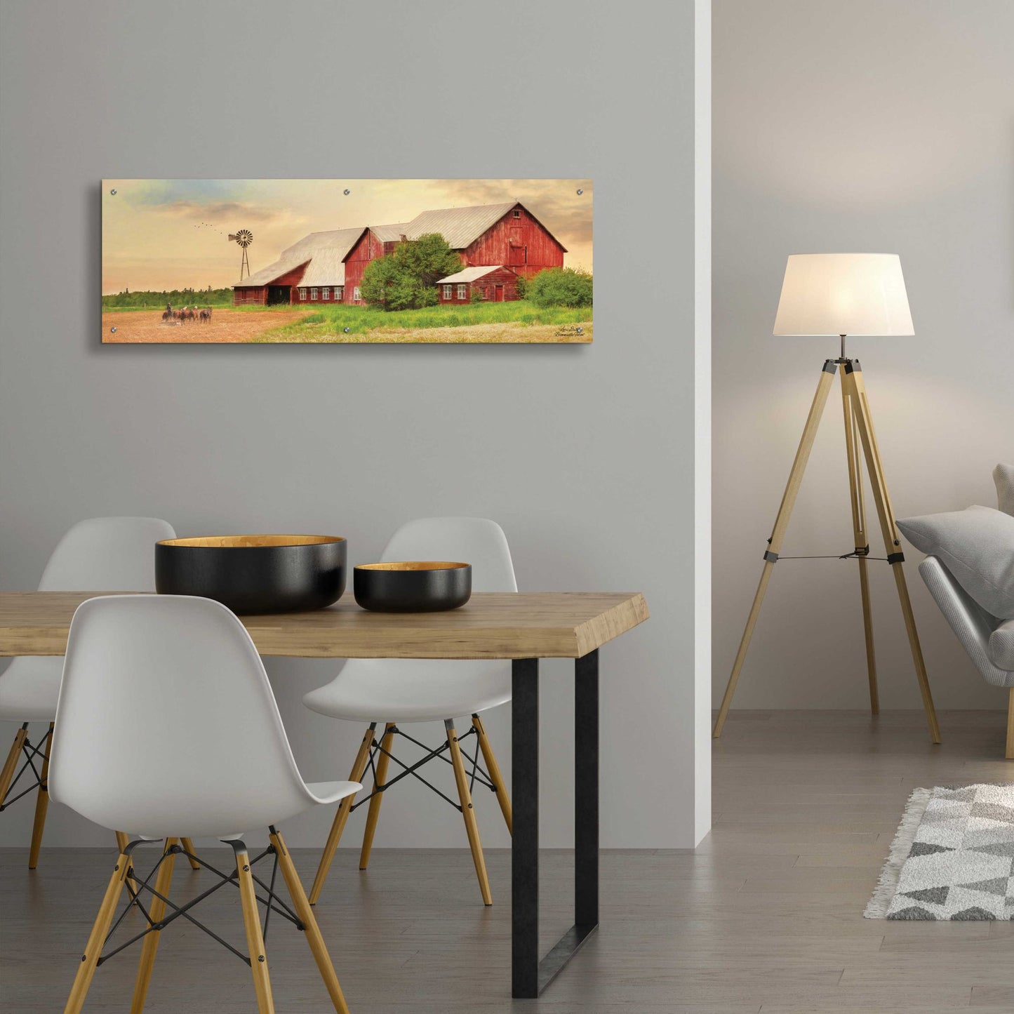 Epic Art 'Brownsville Farm' by Lori Deiter, Acrylic Glass Wall Art,48x16