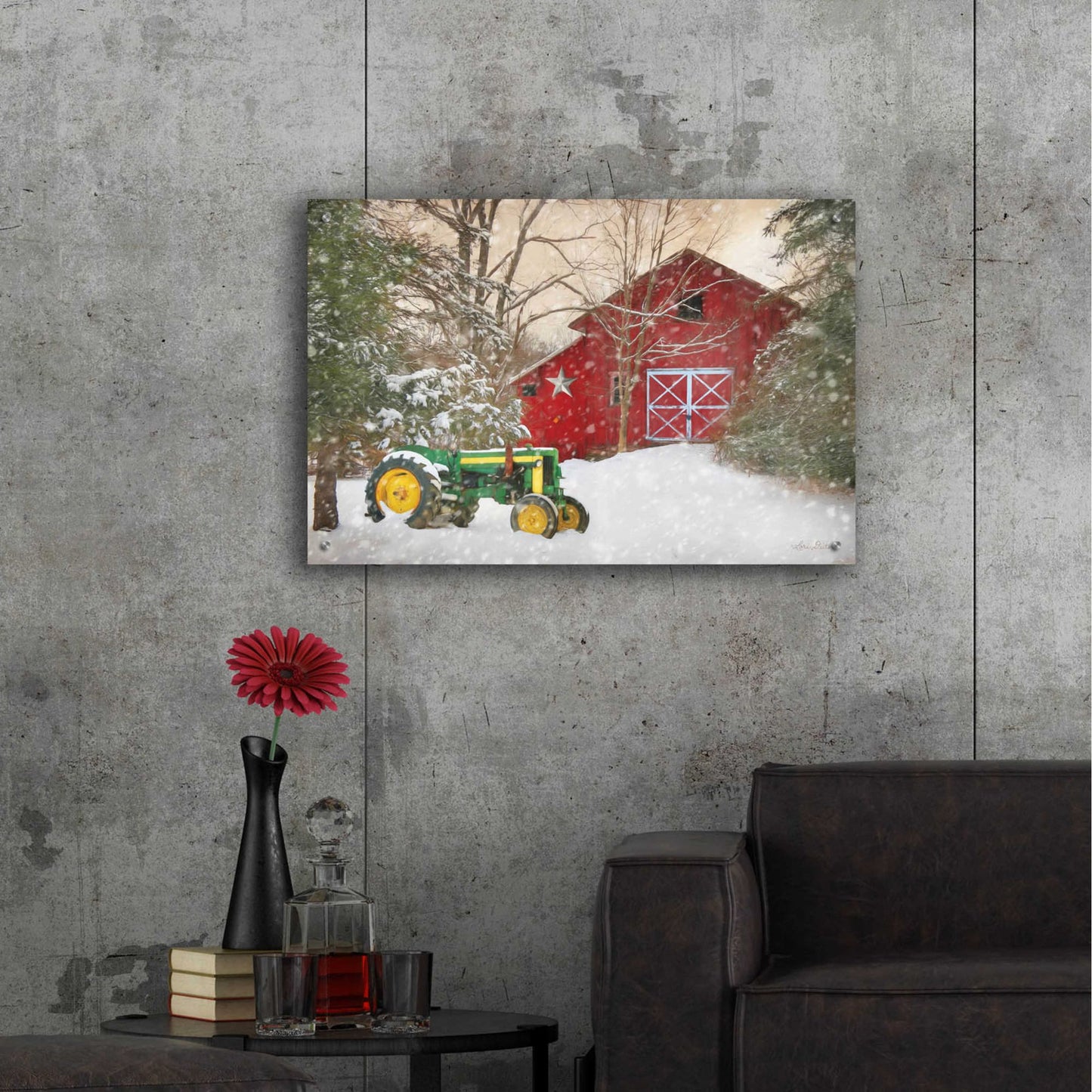 Epic Art 'Winter at the Barn' by Lori Deiter, Acrylic Glass Wall Art,36x24