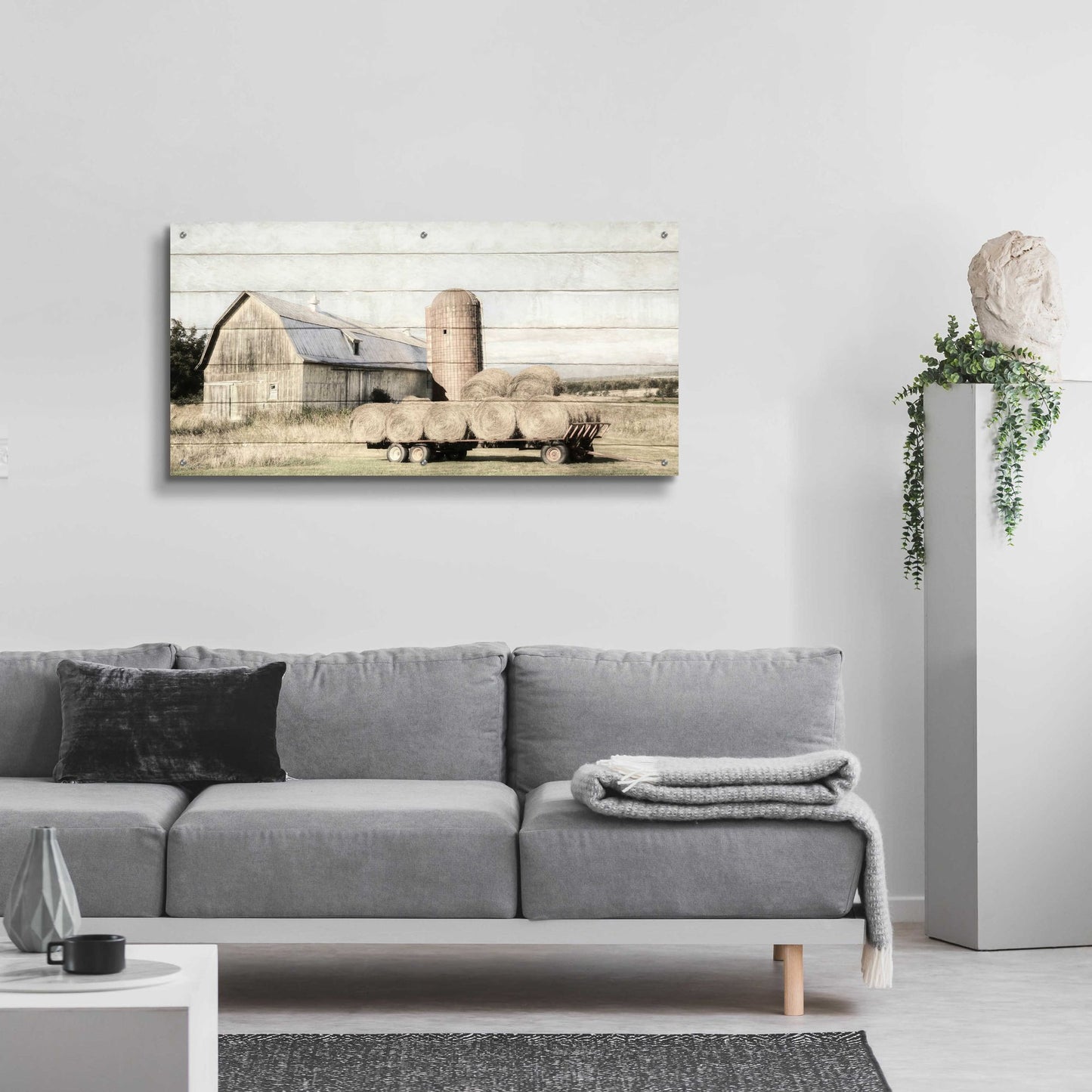 Epic Art 'Wagon of Hay' by Lori Deiter, Acrylic Glass Wall Art,48x24