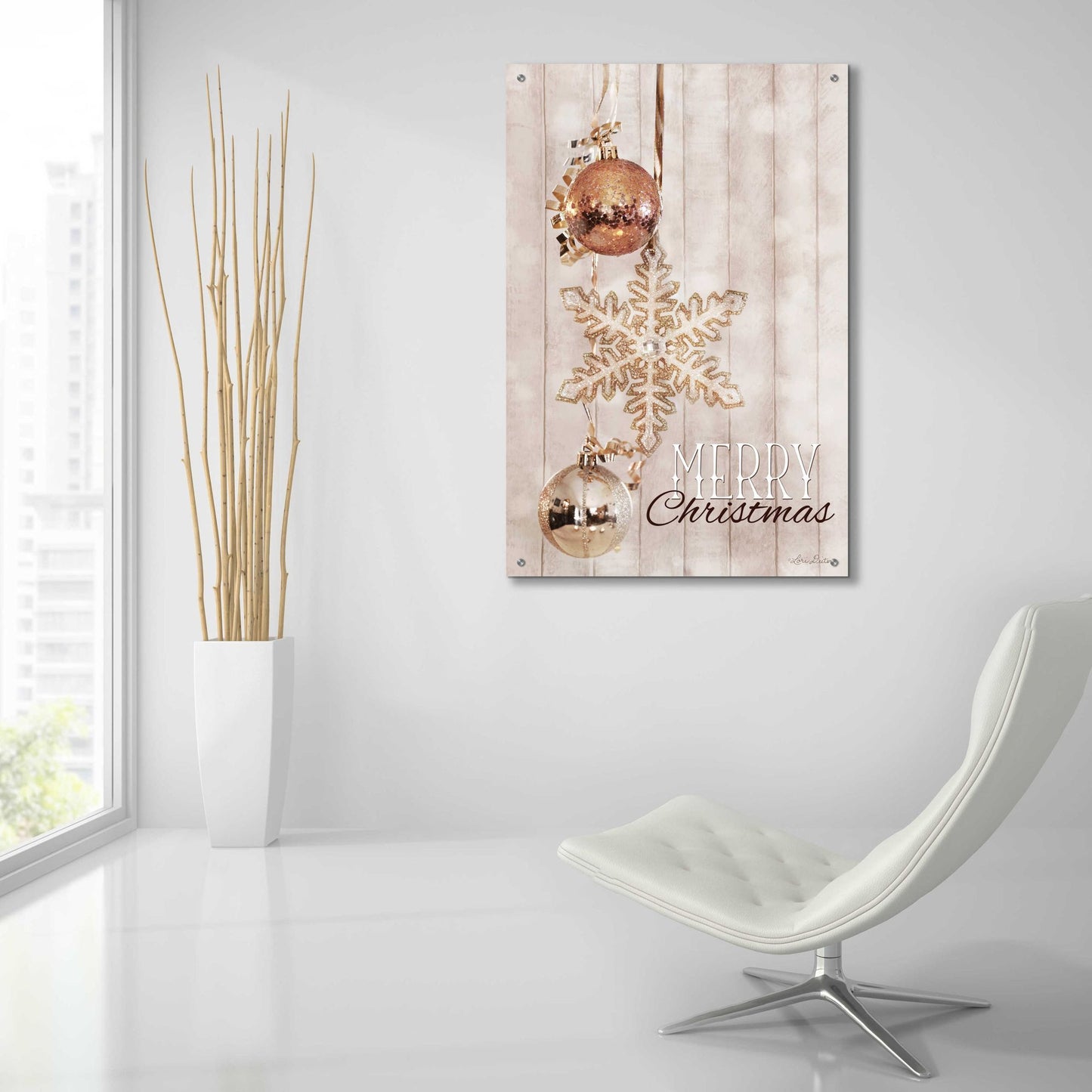 Epic Art 'Gold Sparkle Merry Christmas' by Lori Deiter, Acrylic Glass Wall Art,24x36