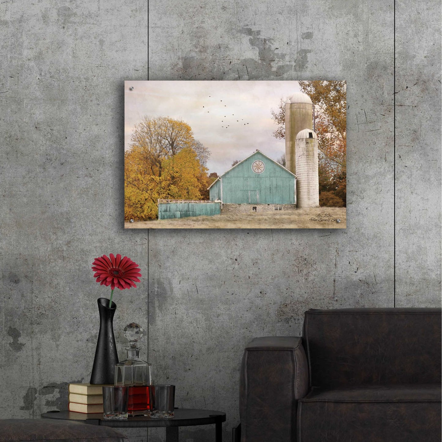 Epic Art 'Teal Barn and Silo' by Lori Deiter, Acrylic Glass Wall Art,36x24