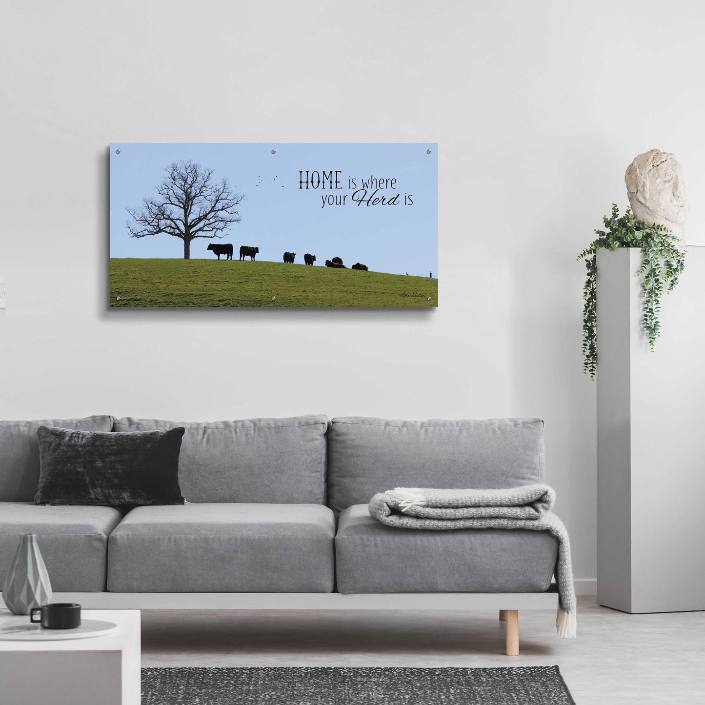Epic Art 'Home Is Where Your Herd Is' by Lori Deiter, Acrylic Glass Wall Art,48x24