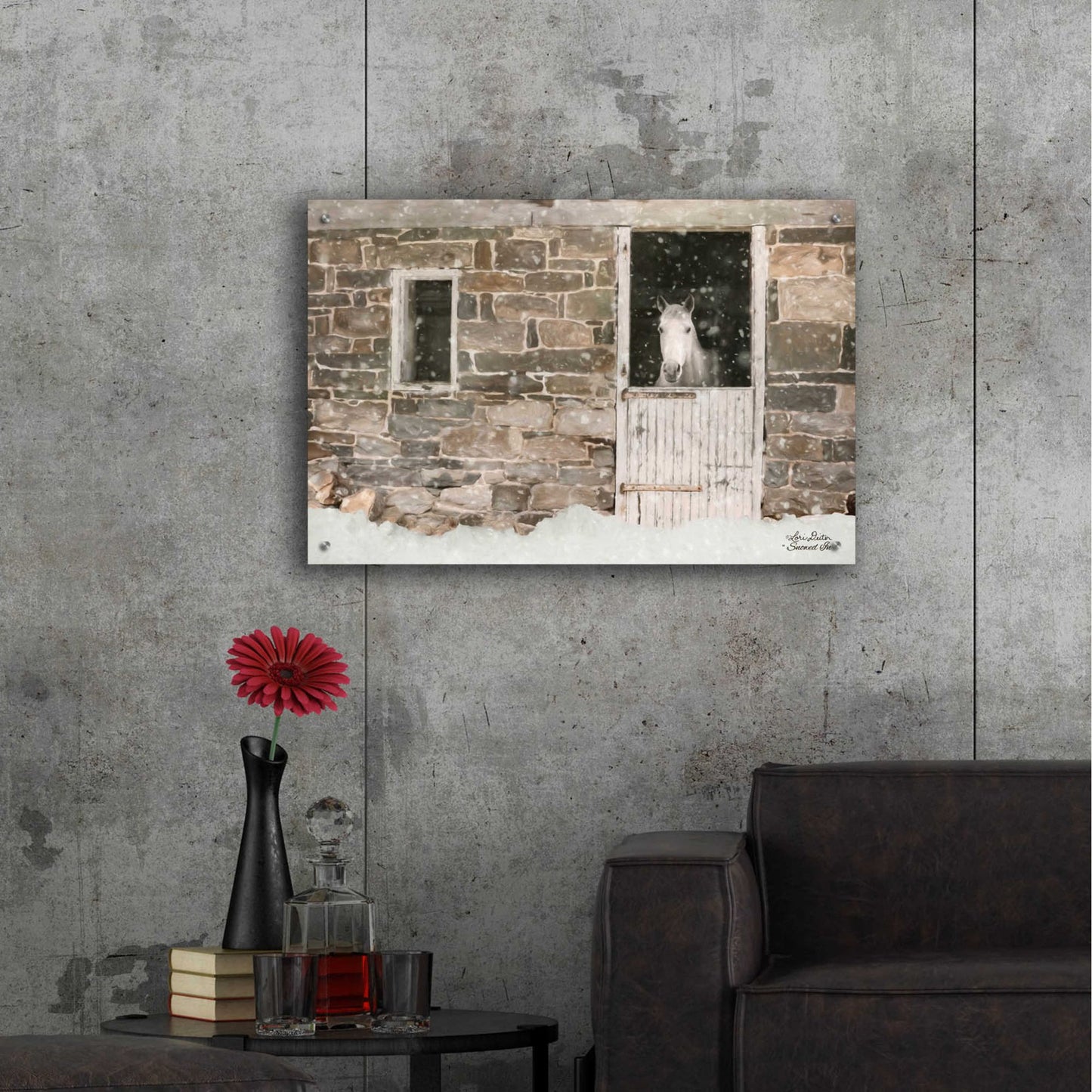 Epic Art 'Snowed in Horse' by Lori Deiter, Acrylic Glass Wall Art,36x24