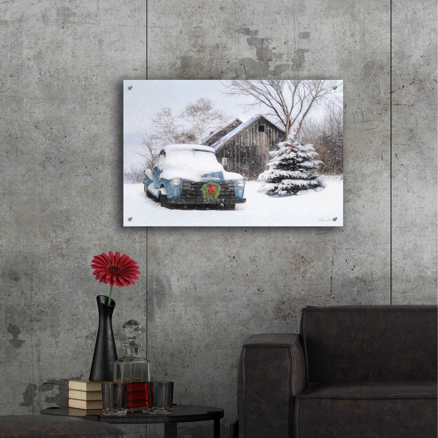 Epic Art 'Christmas on the Farm' by Lori Deiter, Acrylic Glass Wall Art,36x24