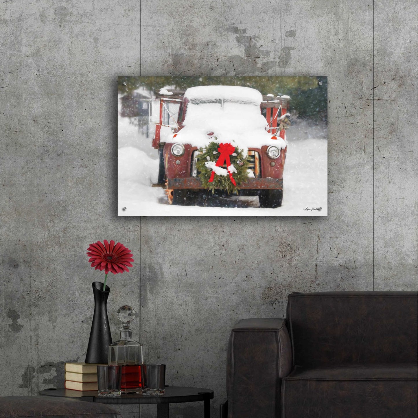 Epic Art 'Christmas Farm Truck' by Lori Deiter, Acrylic Glass Wall Art,36x24
