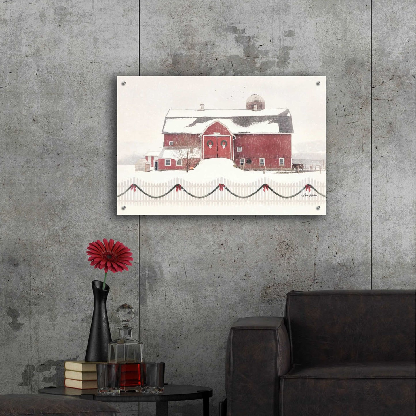 Epic Art 'Please Come Home for Christmas' by Lori Deiter, Acrylic Glass Wall Art,36x24