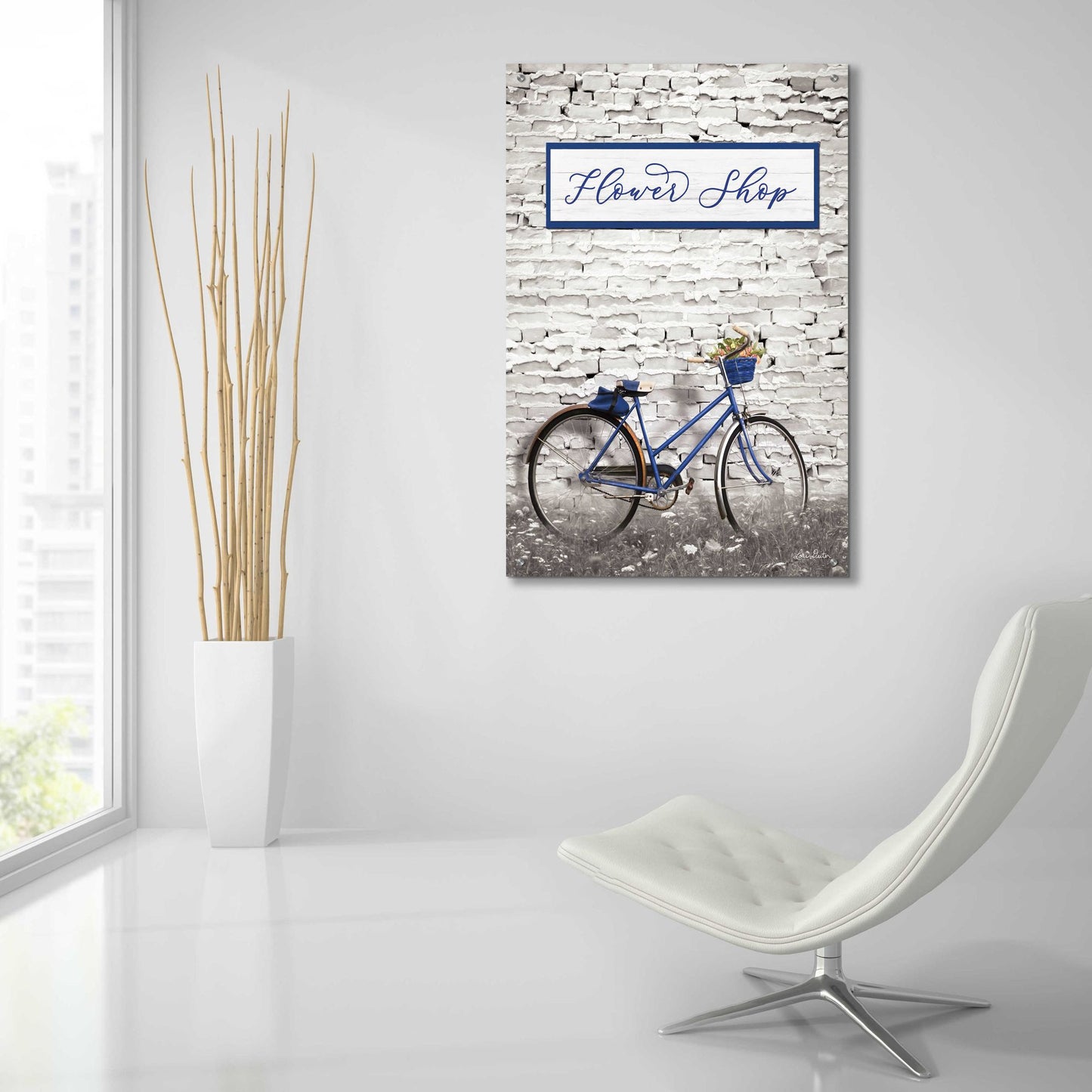 Epic Art 'Flower Shop Bicycle' by Lori Deiter Acrylic Glass Wall Art,24x36