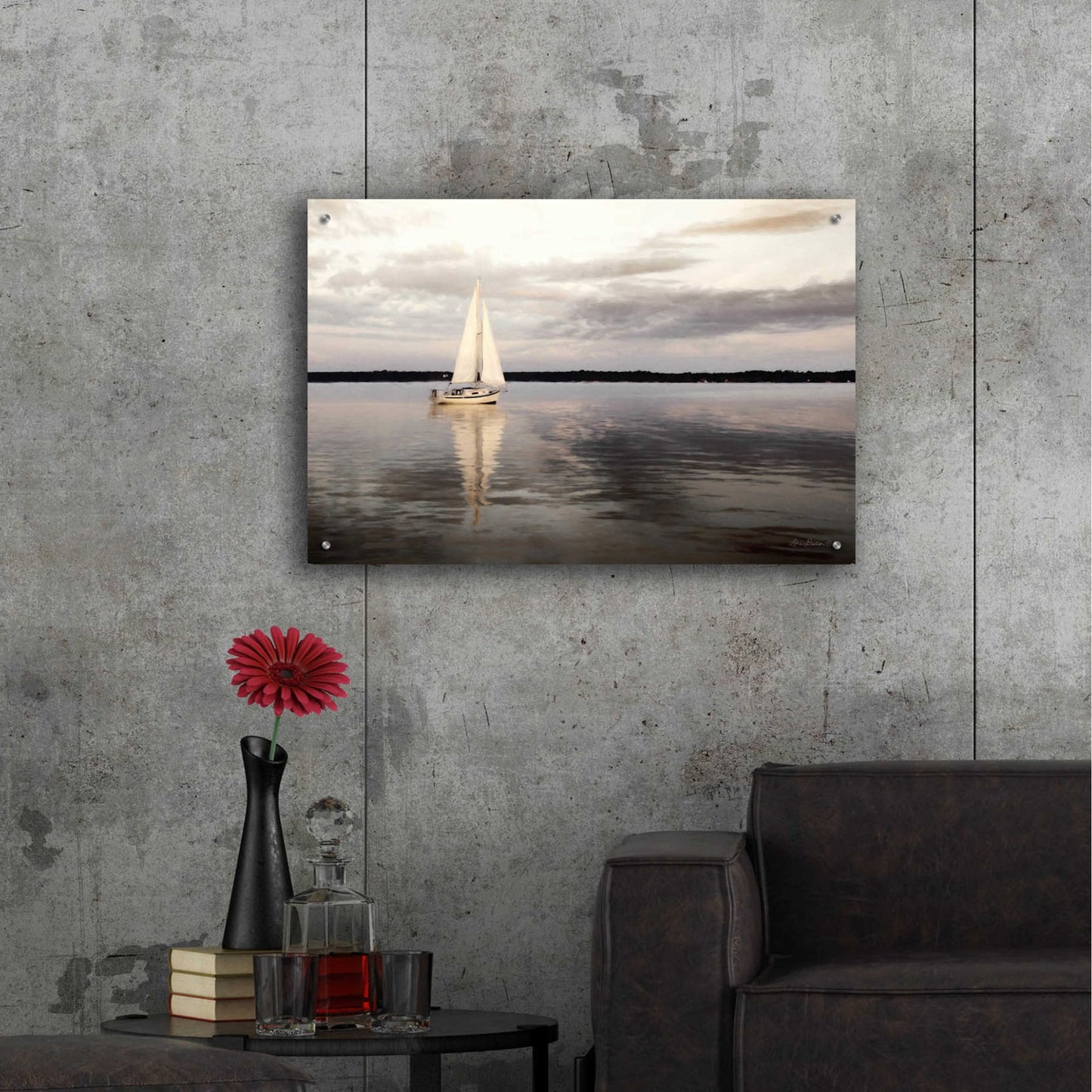 Epic Art 'Sail Away Sailboat' by Lori Deiter Acrylic Glass Wall Art,36x24