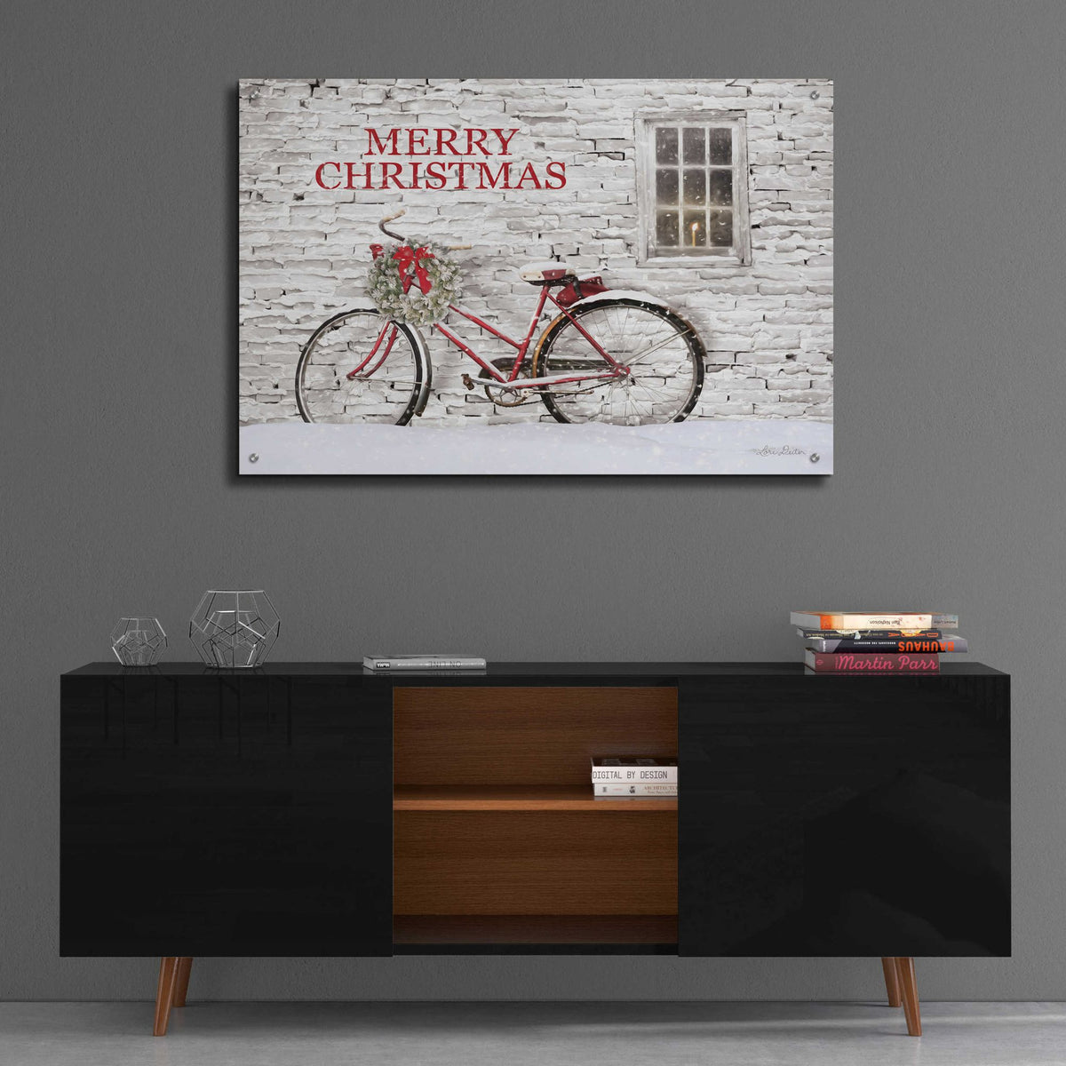Epic Art 'Merry Christmas Bicycle' by Lori Deiter Acrylic Glass Wall Art,36x24