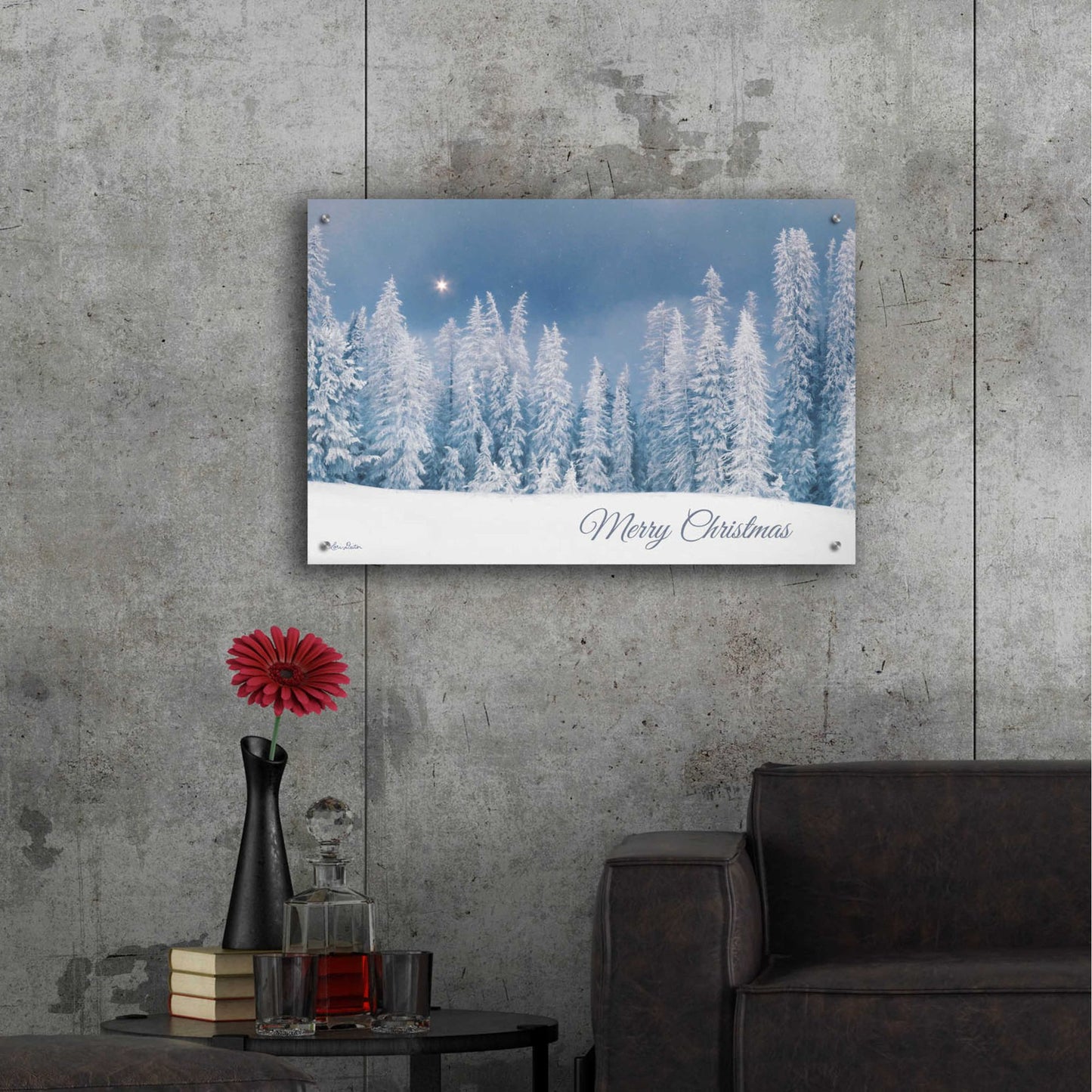 Epic Art 'Lava Mountain Merry Christmas' by Lori Deiter Acrylic Glass Wall Art,36x24