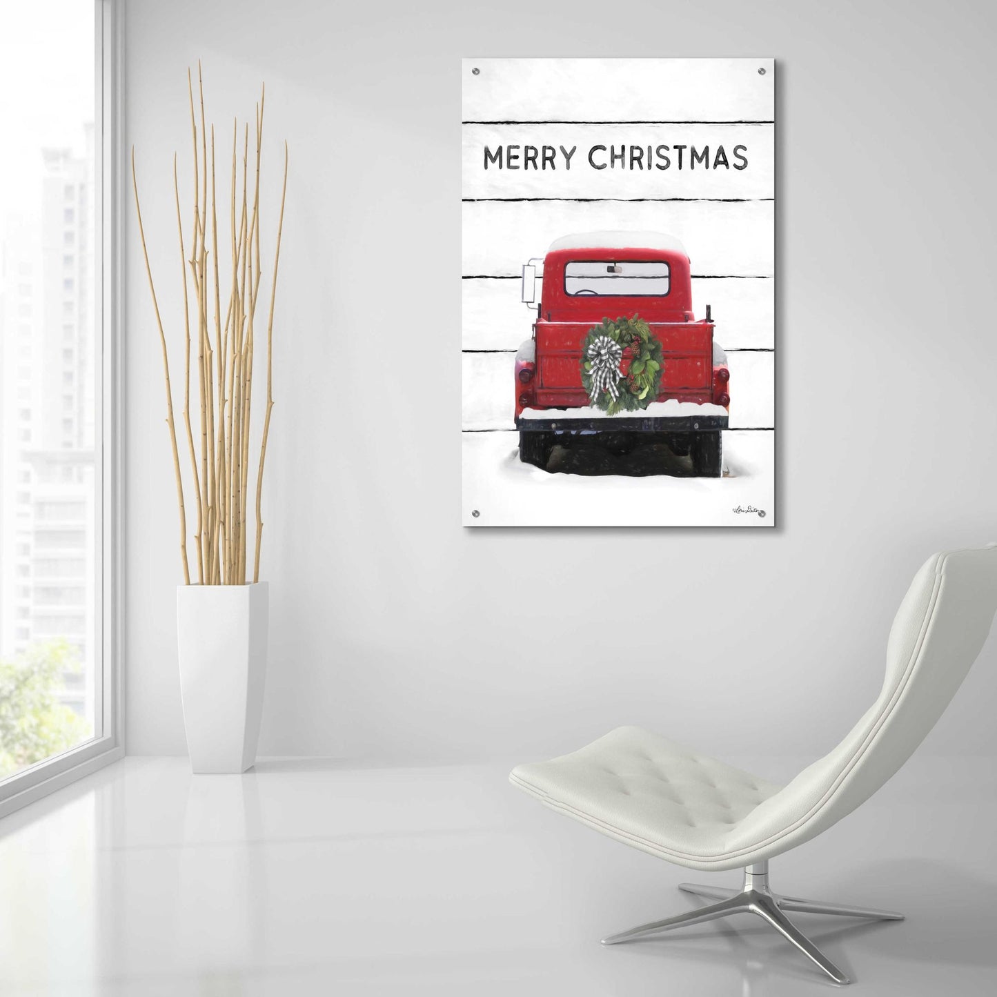 Epic Art 'Christmas Truck on Wood' by Lori Deiter Acrylic Glass Wall Art,24x36