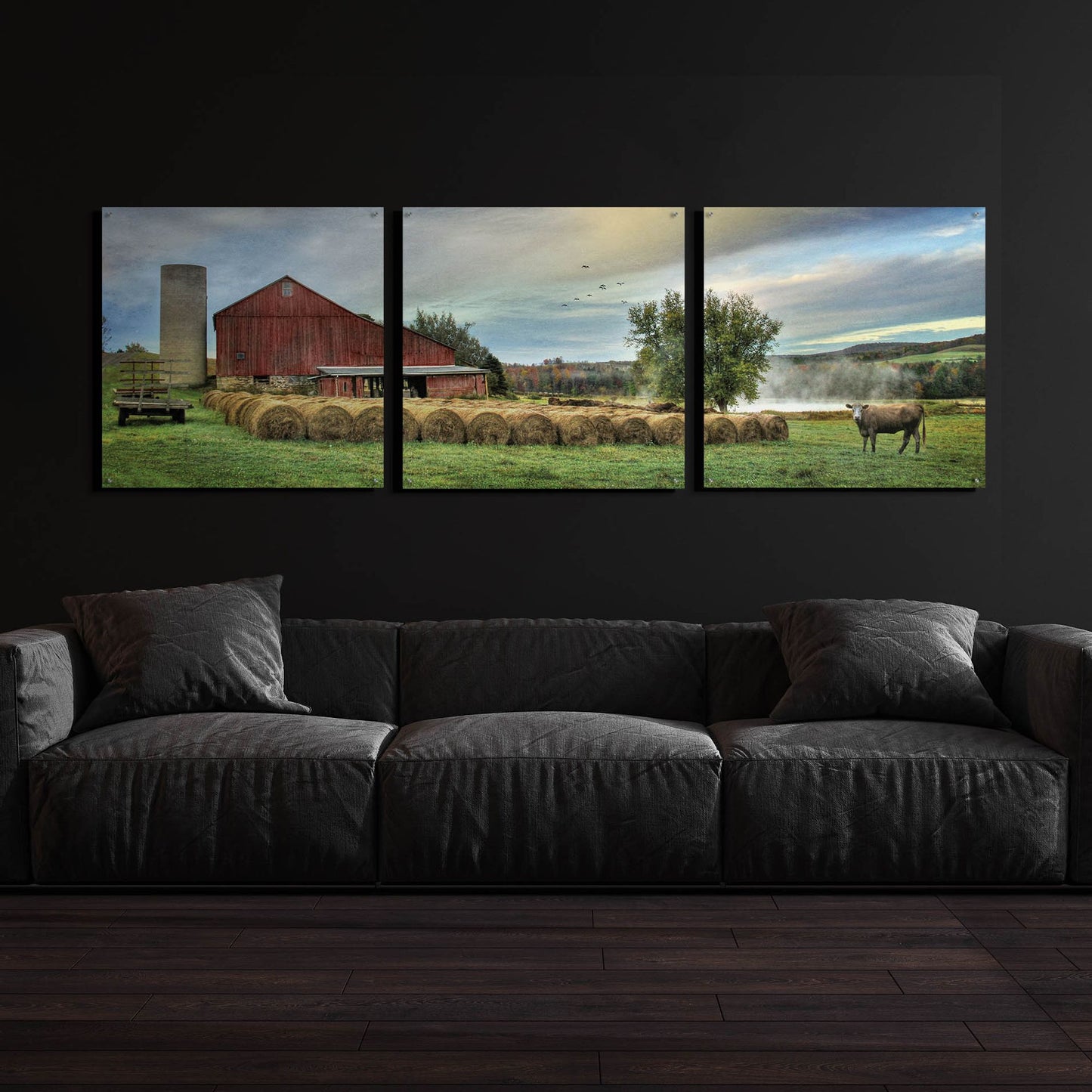 Epic Art 'Hay Harvest' by Lori Deiter Acrylic Glass Wall Art, 3 Piece Set,108x36