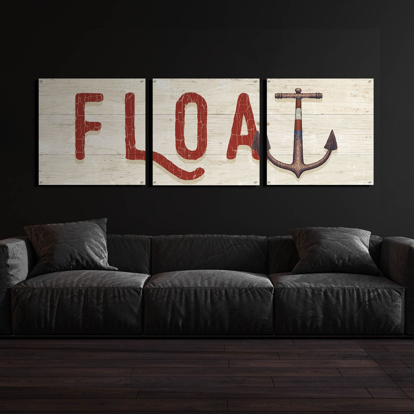 Epic Art 'Nautique VIII' by James Wiens, Acrylic Glass Wall Art, 3 Piece Set,108x36