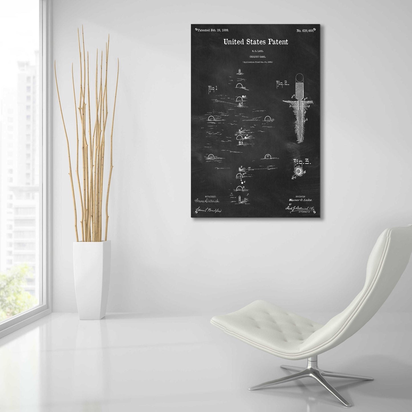 Epic Art 'Croquet Blueprint Patent Chalkboard,' Acrylic Glass Wall Art,24x36