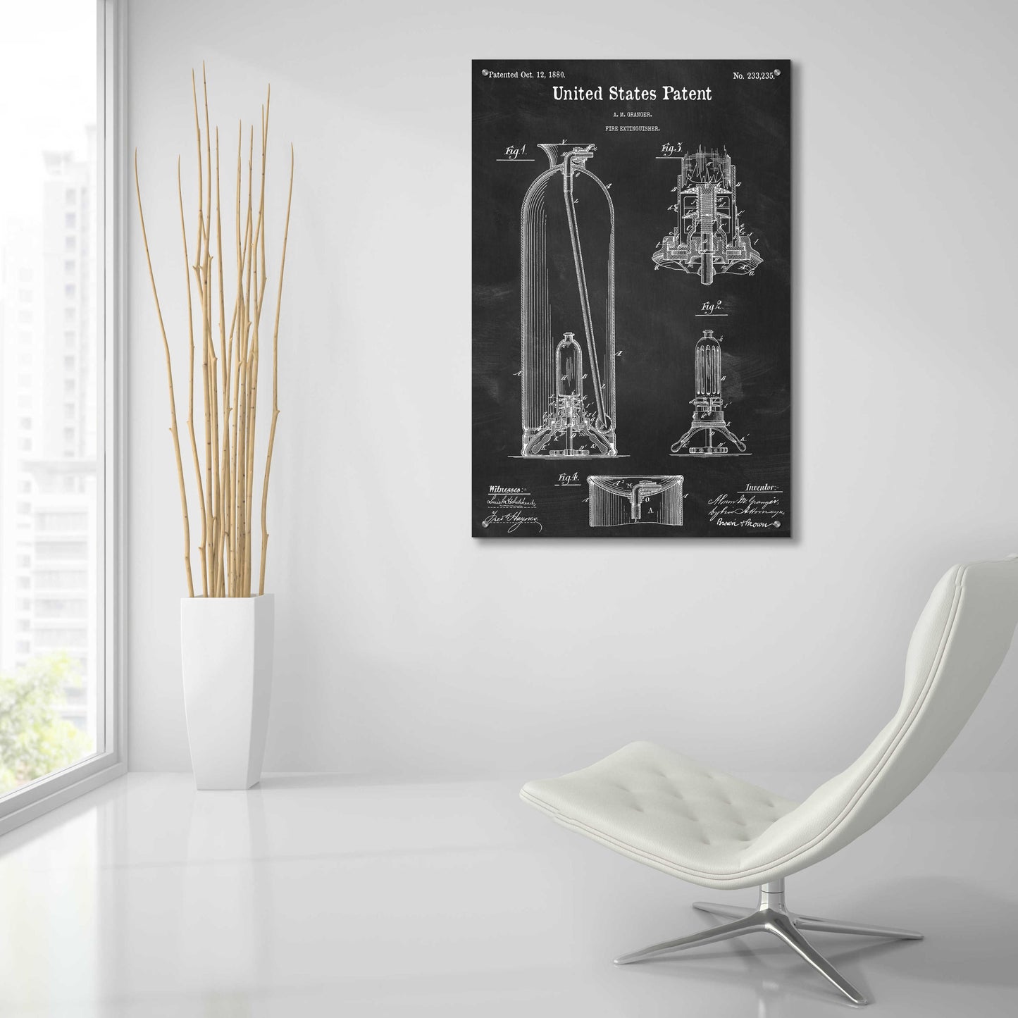 Epic Art 'Fire Extinguisher Blueprint Patent Chalkboard,' Acrylic Glass Wall Art,24x36