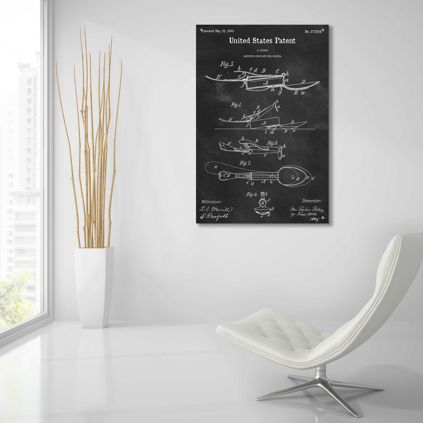 Epic Art 'Medicine Spoon Blueprint Patent Chalkboard,' Acrylic Glass Wall Art,24x36