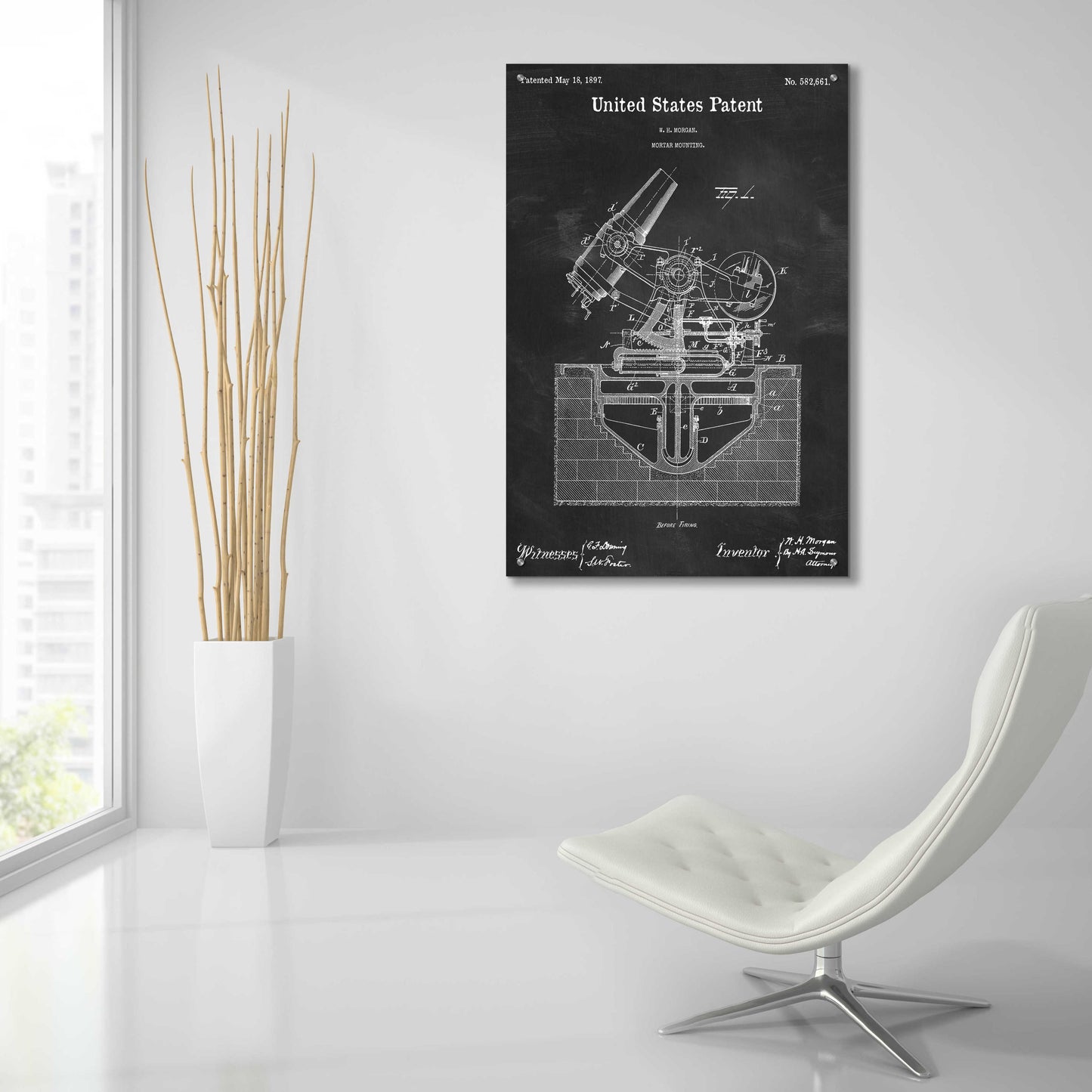 Epic Art 'Mortar Mounting Blueprint Patent Chalkboard,' Acrylic Glass Wall Art,24x36