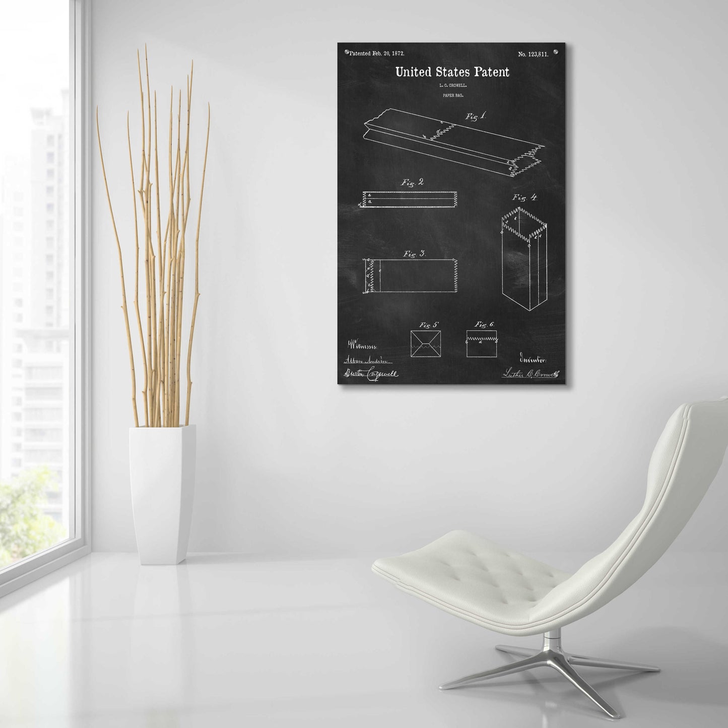 Epic Art 'Paper Bag Blueprint Patent Chalkboard,' Acrylic Glass Wall Art,24x36
