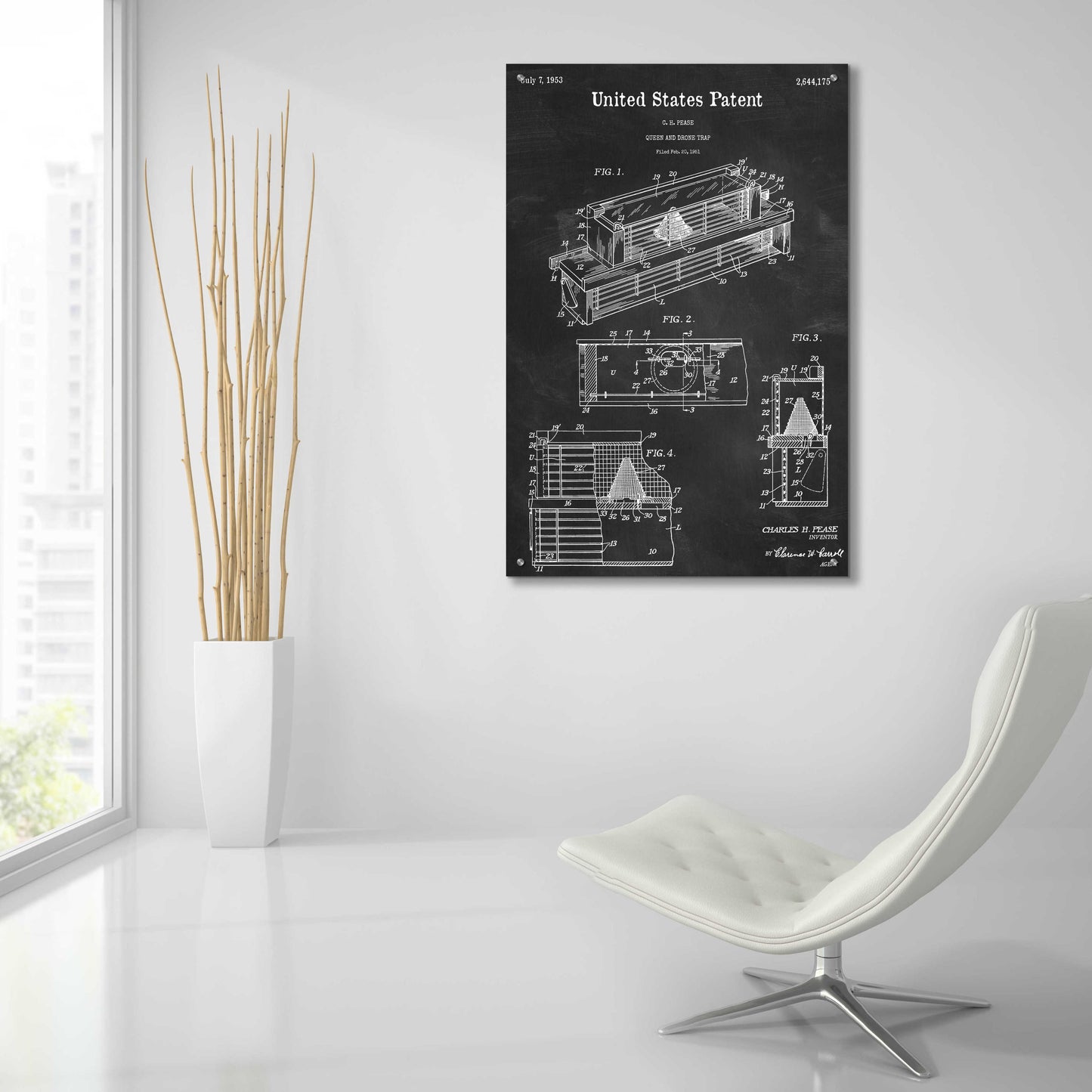 Epic Art 'Queen and Drone Trap Blueprint Patent Chalkboard,' Acrylic Glass Wall Art,24x36