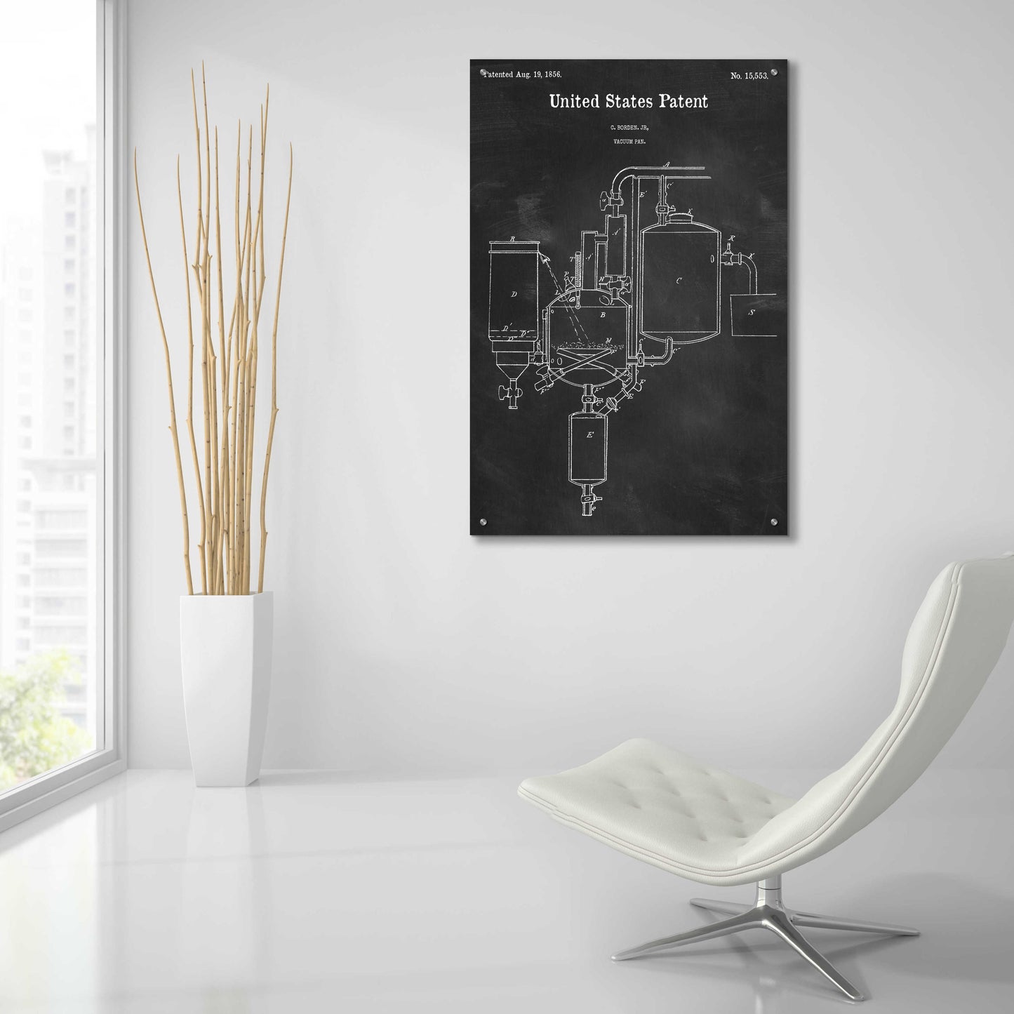 Epic Art 'Vacuum Pan Blueprint Patent Chalkboard,' Acrylic Glass Wall Art,24x36