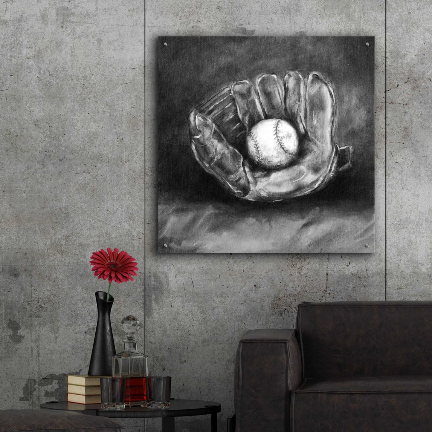 Epic Art 'Rustic Sports III Black and White' by Ethan Harper, Acrylic Glass Wall Art,36x36