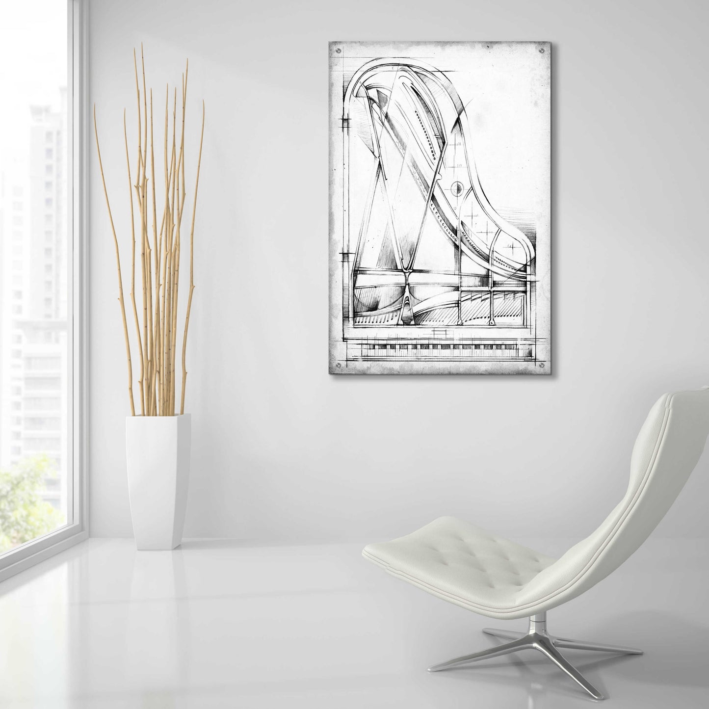 Epic Art 'Inverted Grand Piano Diagram' by Ethan Harper, Acrylic Glass Wall Art,24x36