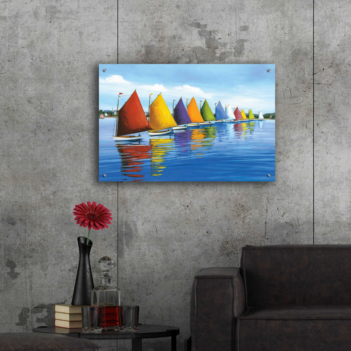 Epic Art 'Rainbow Cats' by Sally Caldwell Fisher, Acrylic Glass Wall Art,36x24