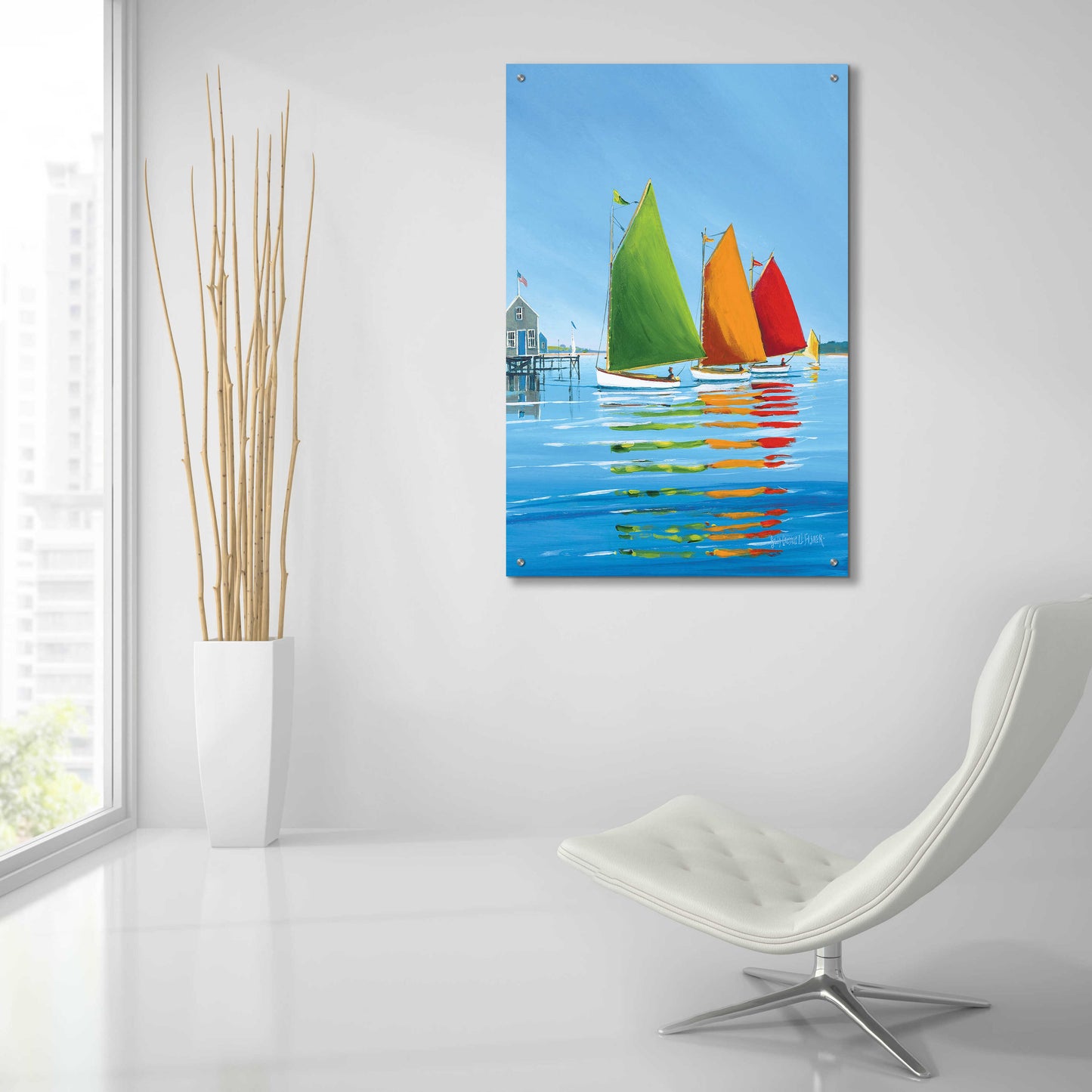 Epic Art 'Cape Cod Sail' by Sally Caldwell Fisher, Acrylic Glass Wall Art,24x36