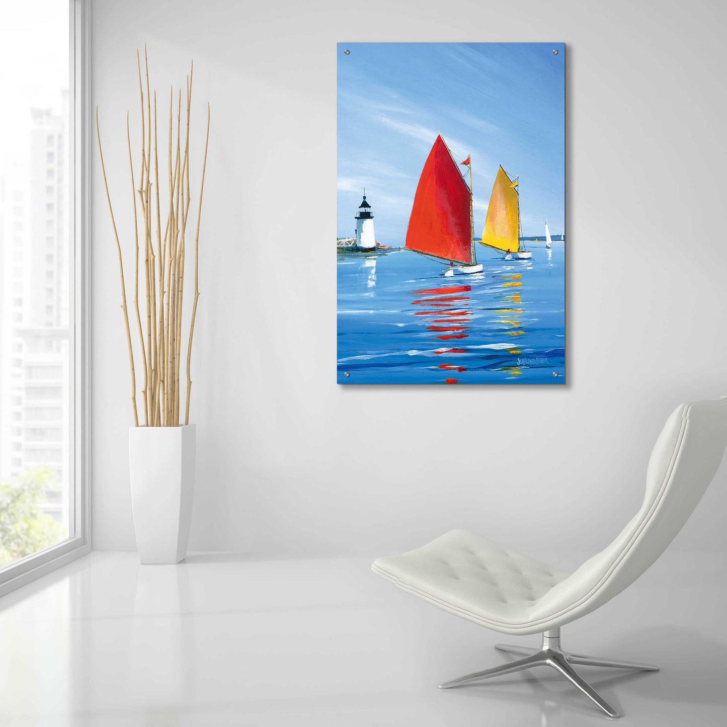 Epic Art 'Horizon Light' by Sally Caldwell Fisher, Acrylic Glass Wall Art,24x36