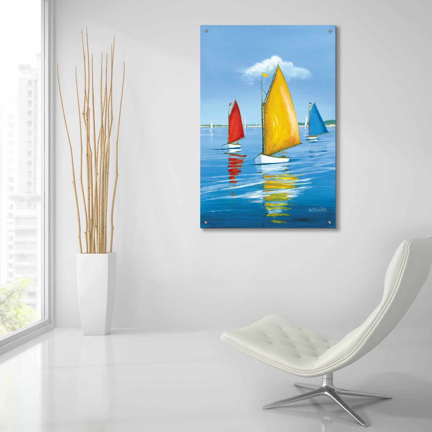 Epic Art 'Newport Regatta' by Sally Caldwell Fisher, Acrylic Glass Wall Art,24x36