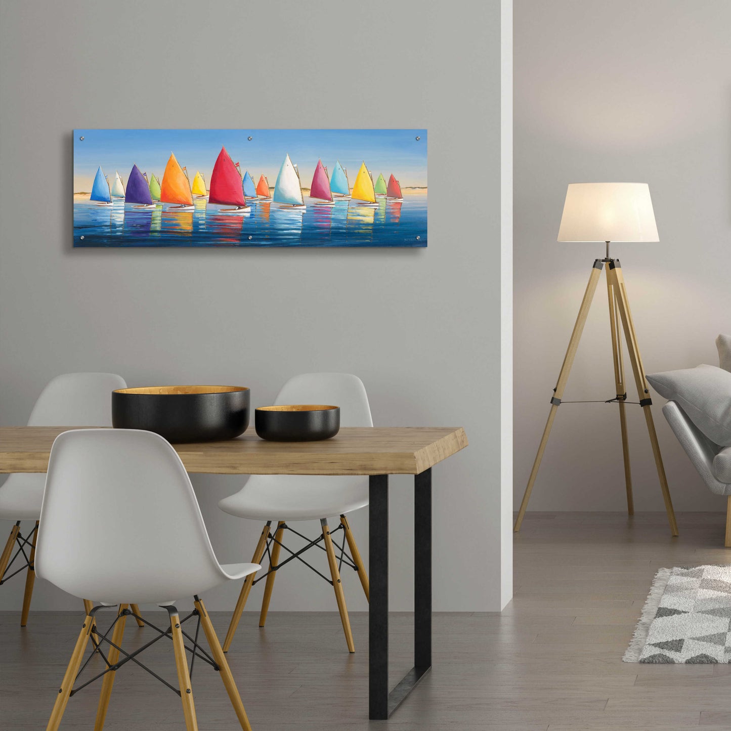 Epic Art 'Flying Colors' by Sally Caldwell Fisher, Acrylic Glass Wall Art,48x16