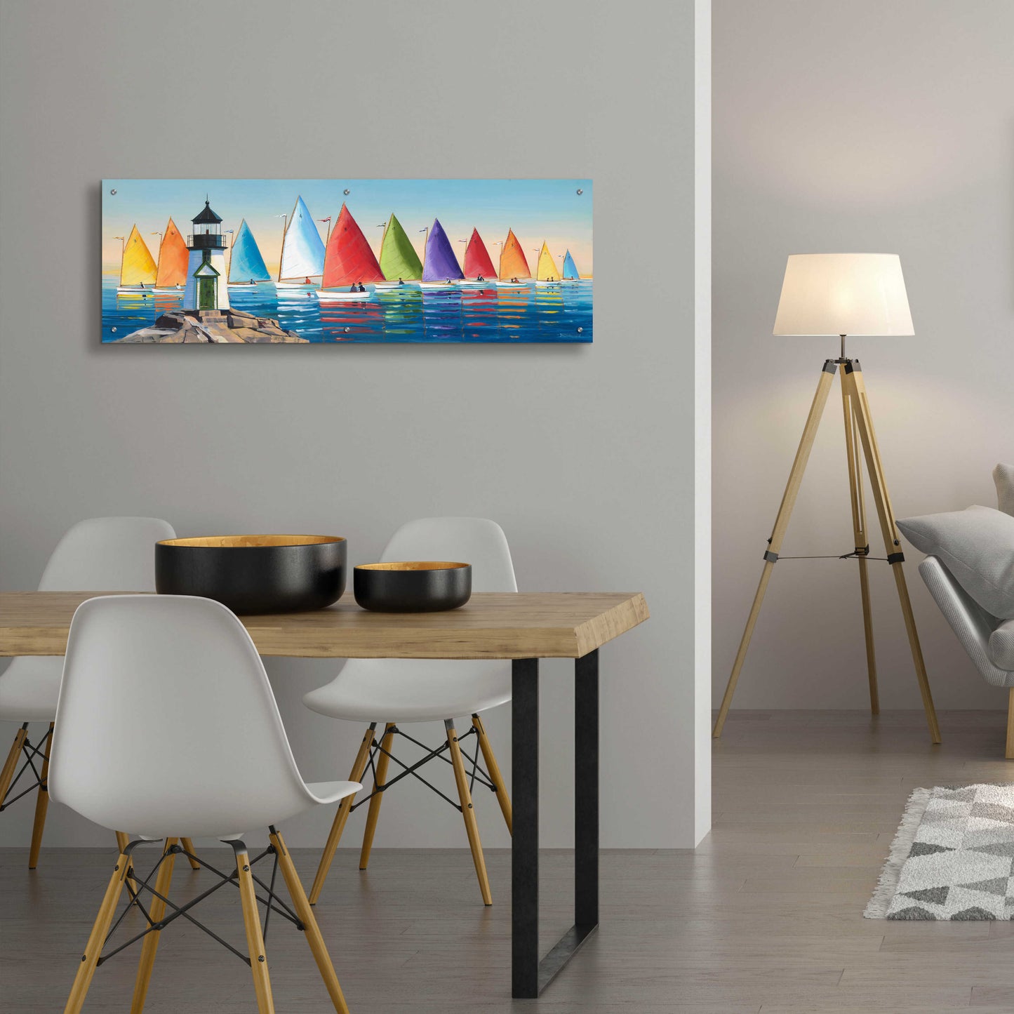 Epic Art 'After the Races' by Sally Caldwell Fisher, Acrylic Glass Wall Art,48x16