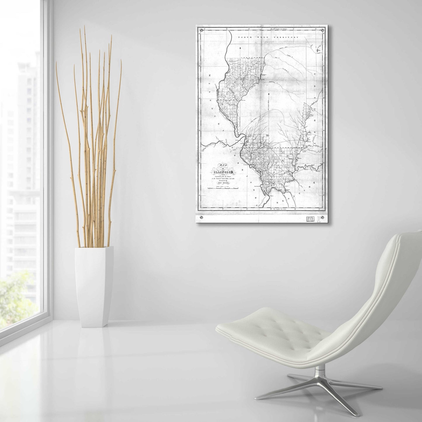 Epic Art 'Map of Illinois 1818' by Portfolio, Acrylic Glass Wall Art,24x36