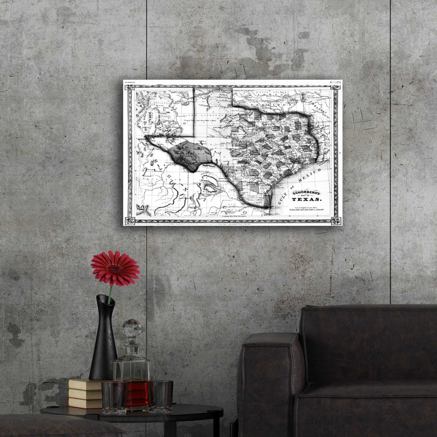 Epic Art 'Map of Texas 1866' by Portfolio, Acrylic Glass Wall Art,36x24