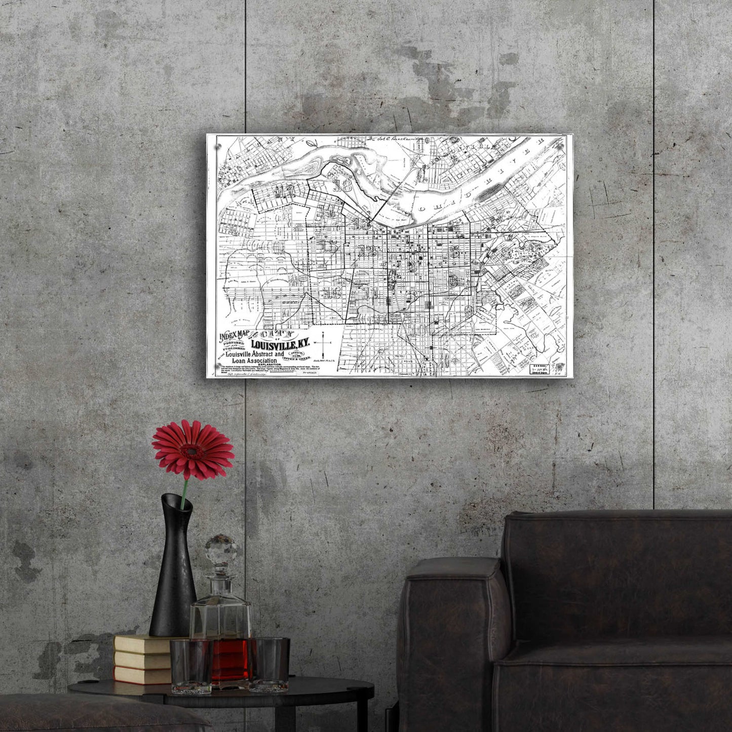 Epic Art 'Map of Louisville, KY 1879' by Portfolio, Acrylic Glass Wall Art,36x24